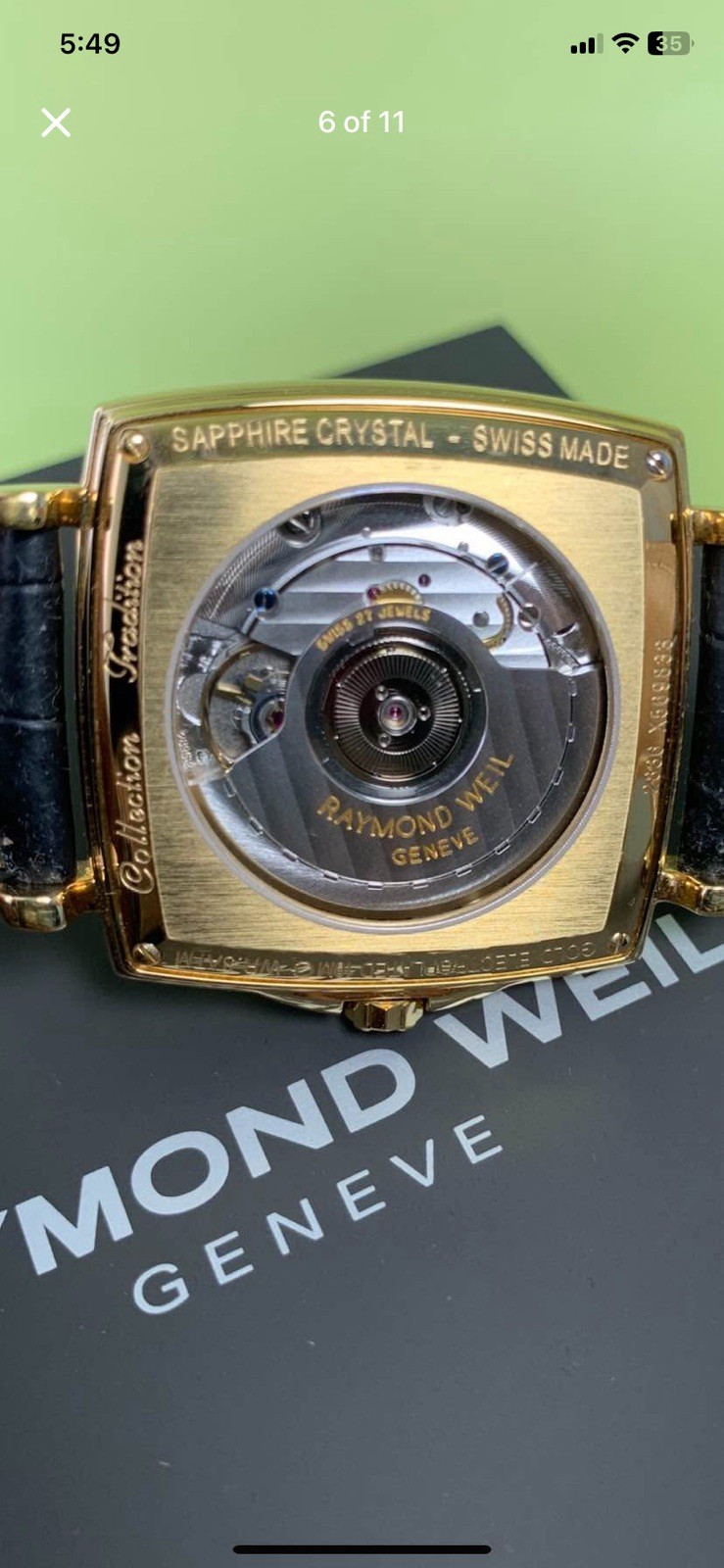 Raymond Weil Tradition Gold Plated Cream Dial Small Second Blue Hands Swiss