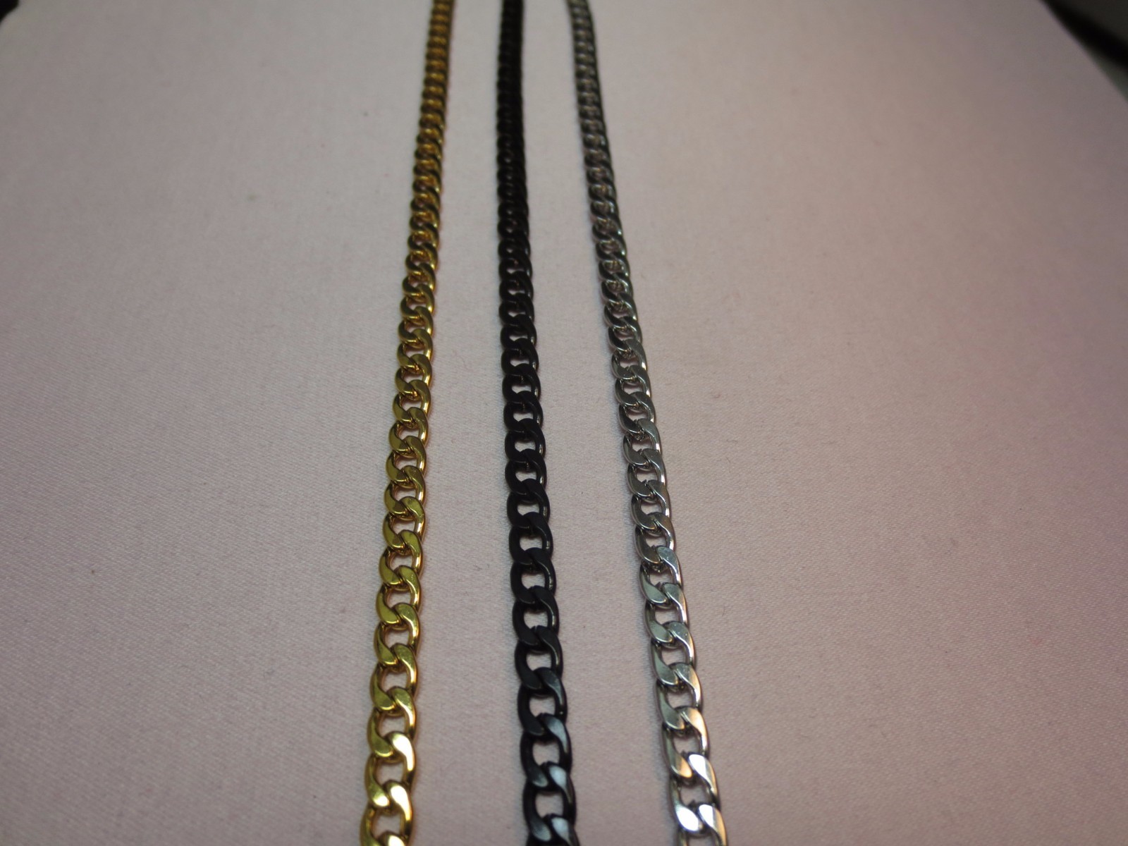 7″-42″ STAINLESS STEEL GOLD-SILVER-BLACK-PLATED 5MM CUBAN CURB CHAIN NECKLACE