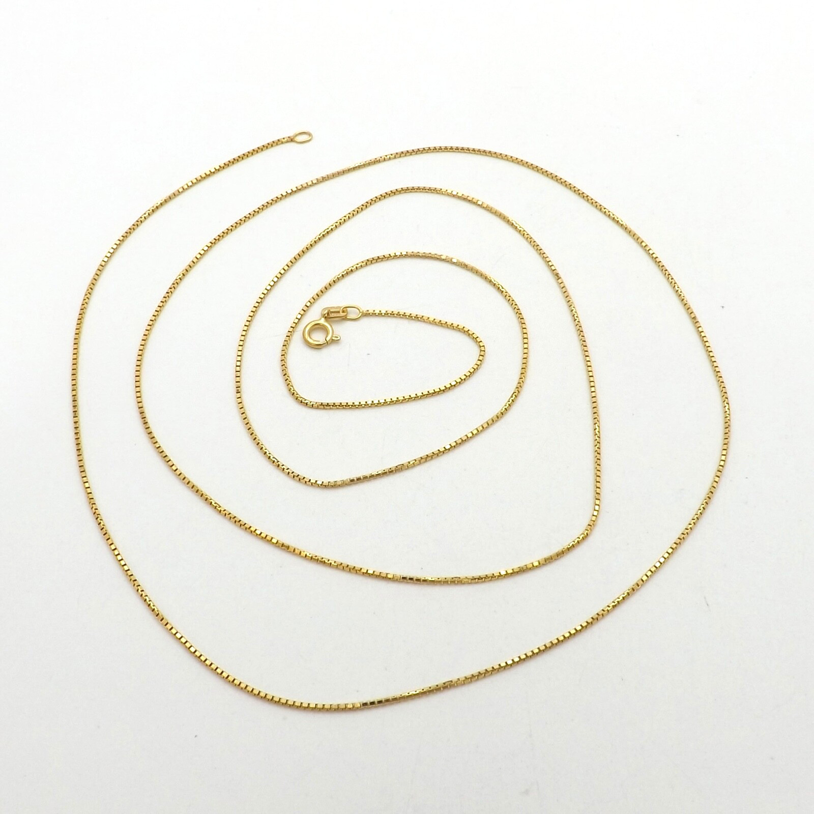 14k Gold Venetian Box Link Pendant Chain Necklace Long 30in Slip On Italy