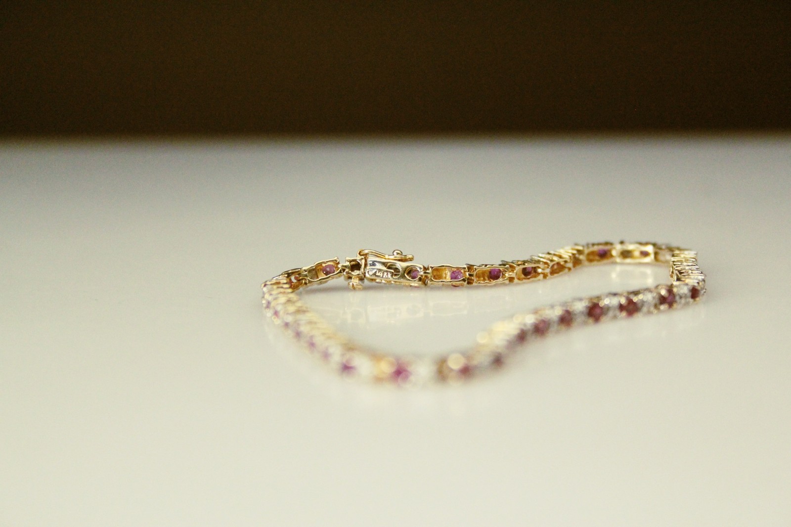 14K Yellow Gold Round Ruby & Diamond 7.5″ Tennis Bracelet 8.8 Grams (BR5028)