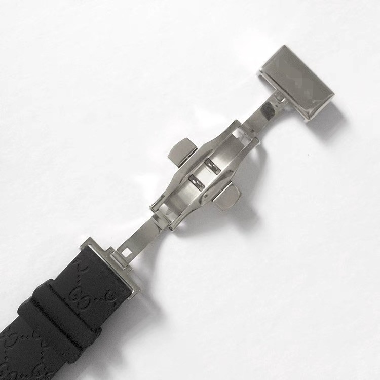 26Mm black patterned rubber watch strap compatible with YA114207 butterfly clasp