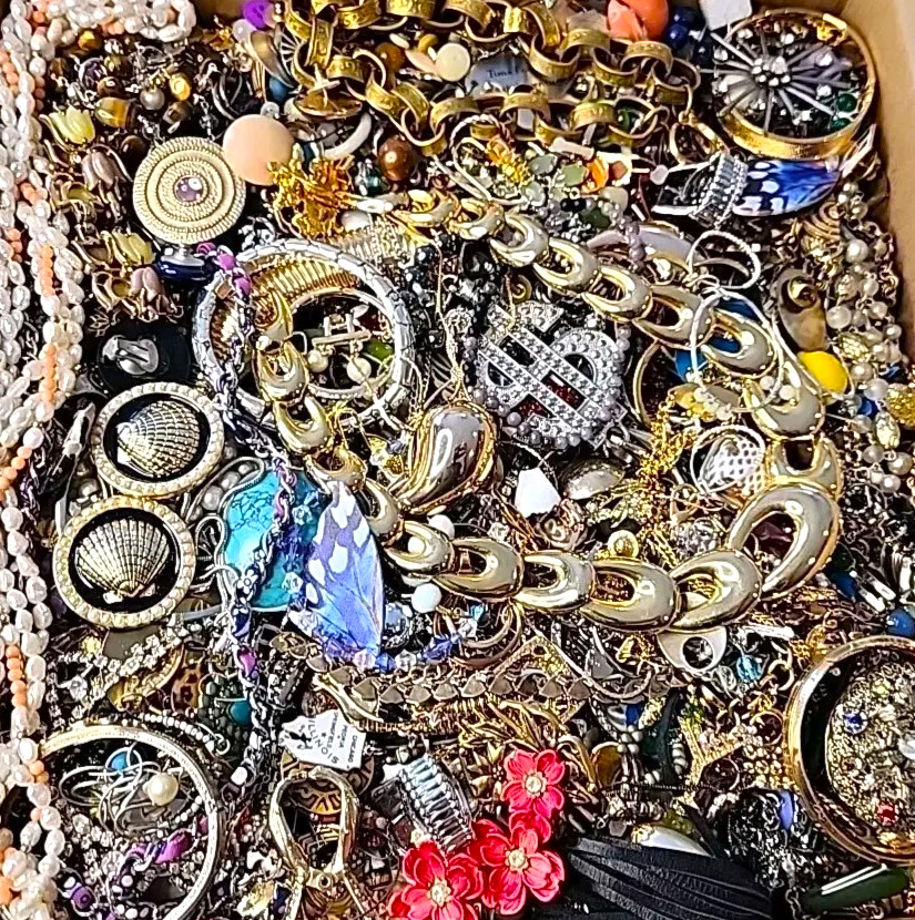HUGE 20 Pounds Untested Jewelry Lot Vintage Mod Junk Craft & Good Resell Mix In