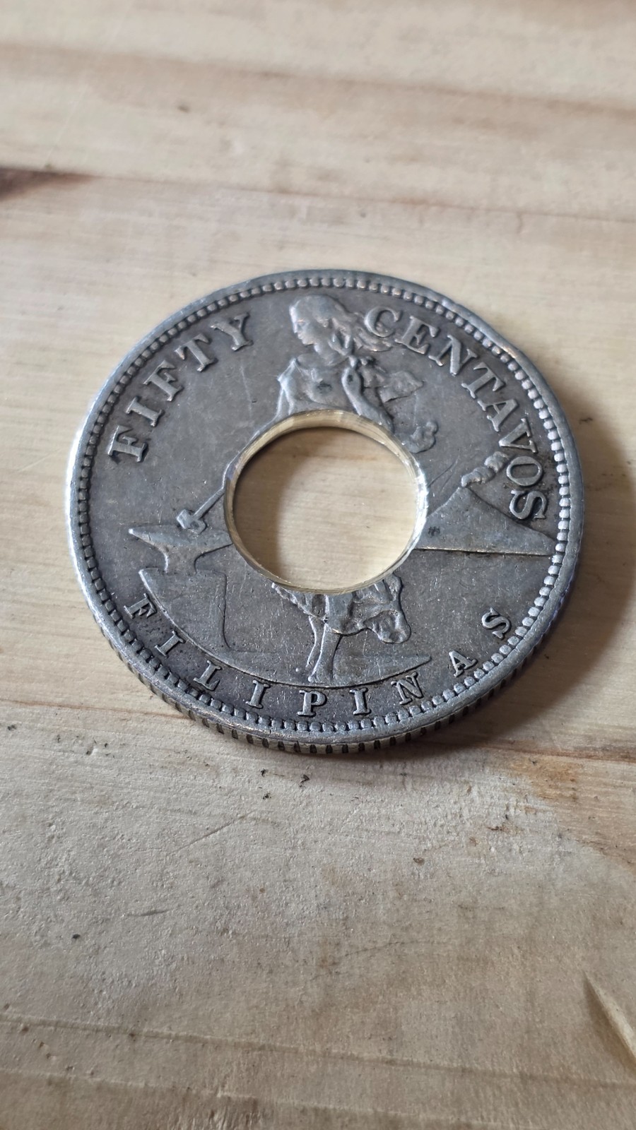 1944 Coin Ring Philippine 50 Centavos