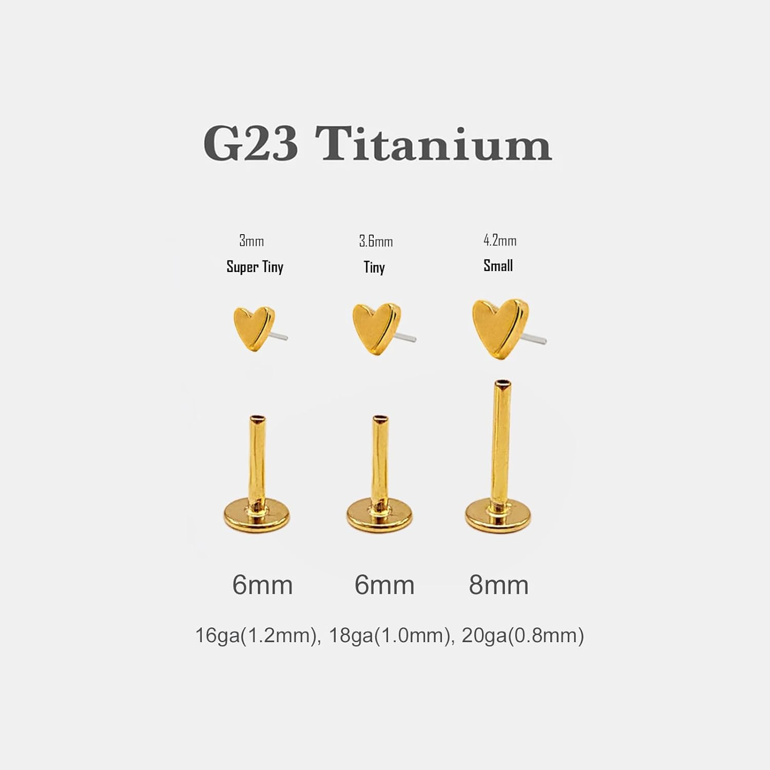 20G/18G/16G Titanium Flat Back Earrings, Threadless Nose Stud Tiny Stud Earrings