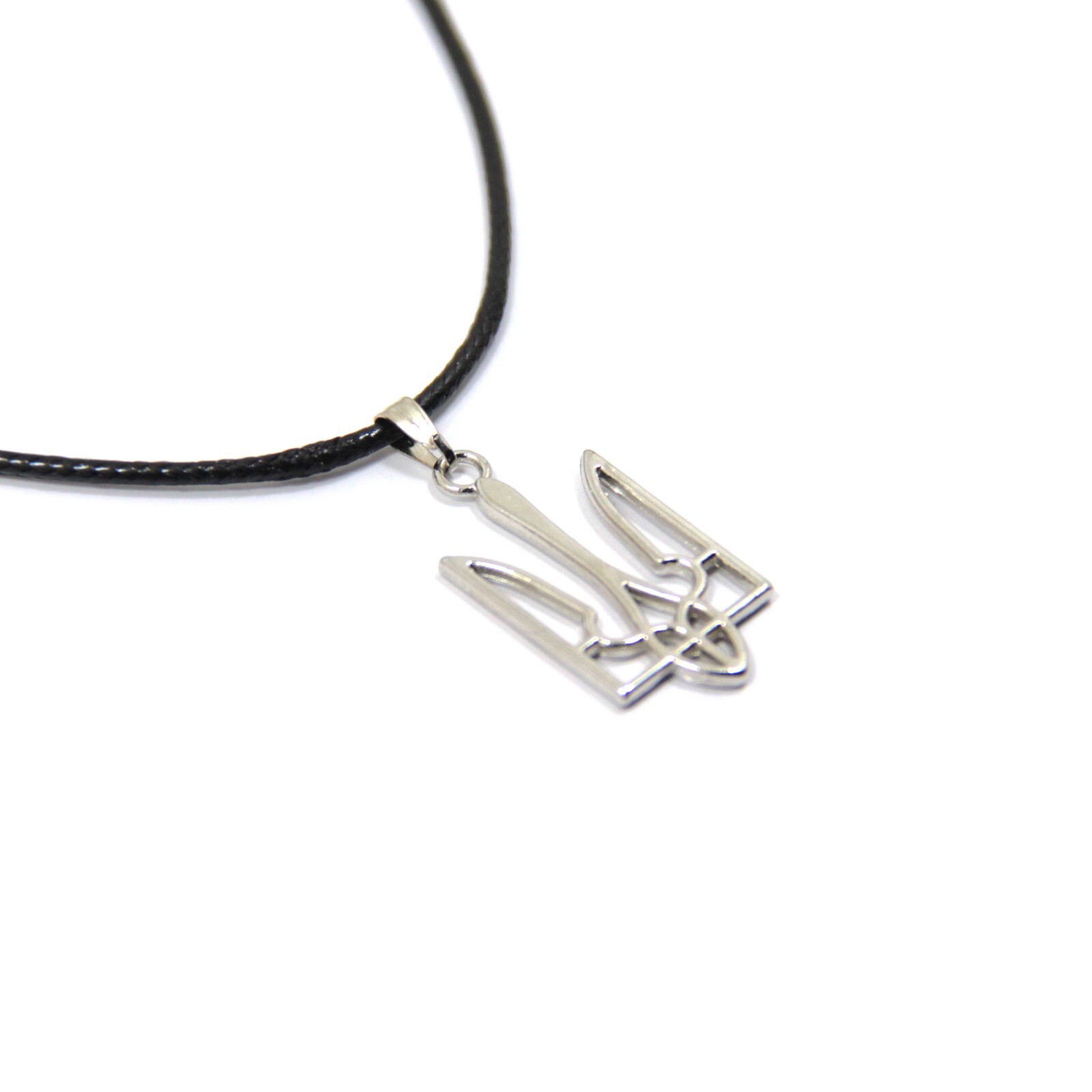 Silver Tryzub Necklace Ukrainian Jewelry Ukraine Emblem Pendant Trident Choker