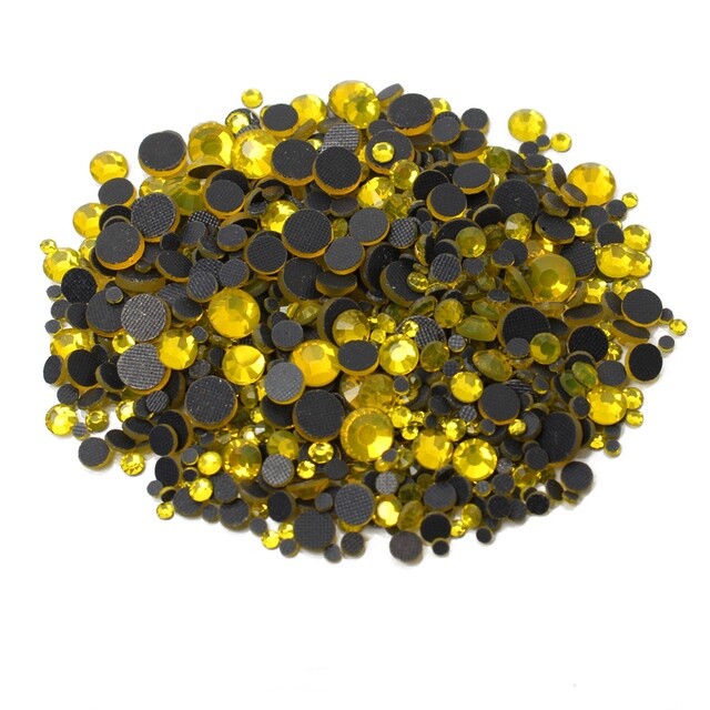 1440pcs HotFix Rhinestone Iron-On Beads Charming Flatback Seed Citrine SS10 3mm