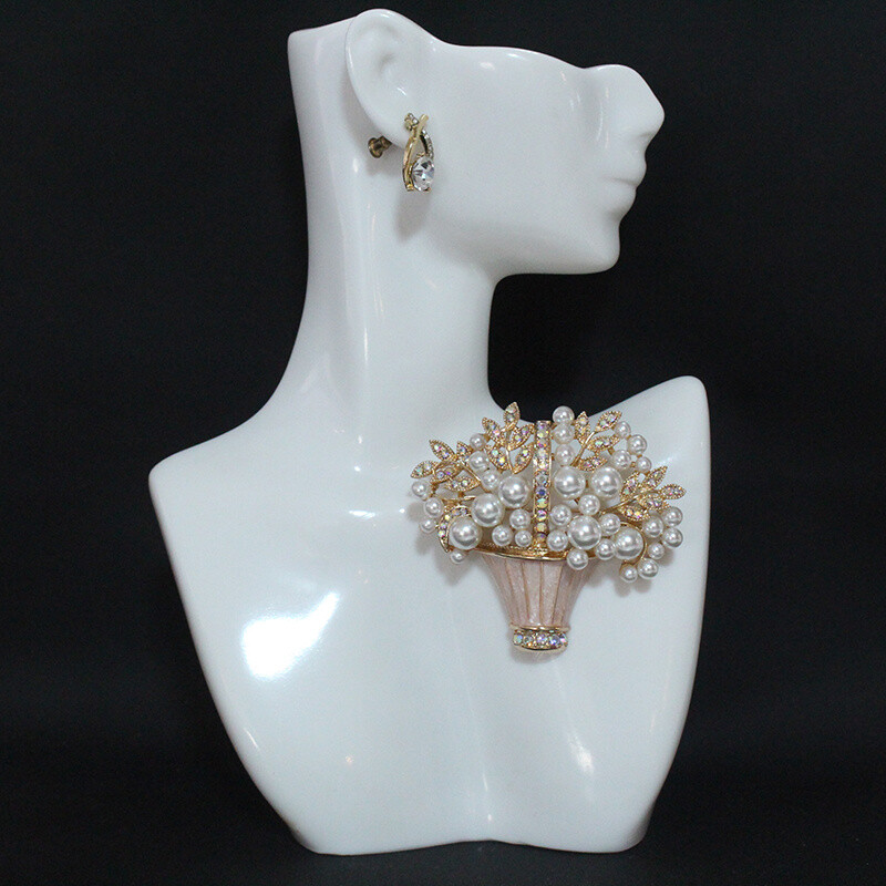 New Glazed Pearl Flower Brooch Fashion Potted Plant Brooch Vintage Accessories