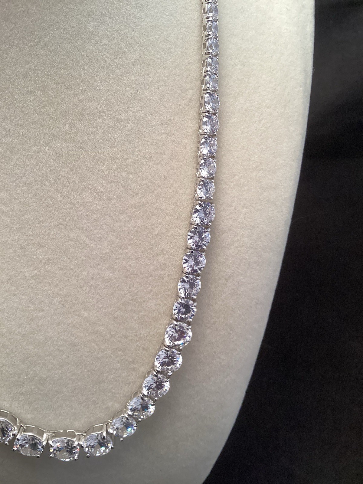 Fuzion Creations 925 Sterling White Quartz Tennis 3-8mm Graduated Necklace 18”