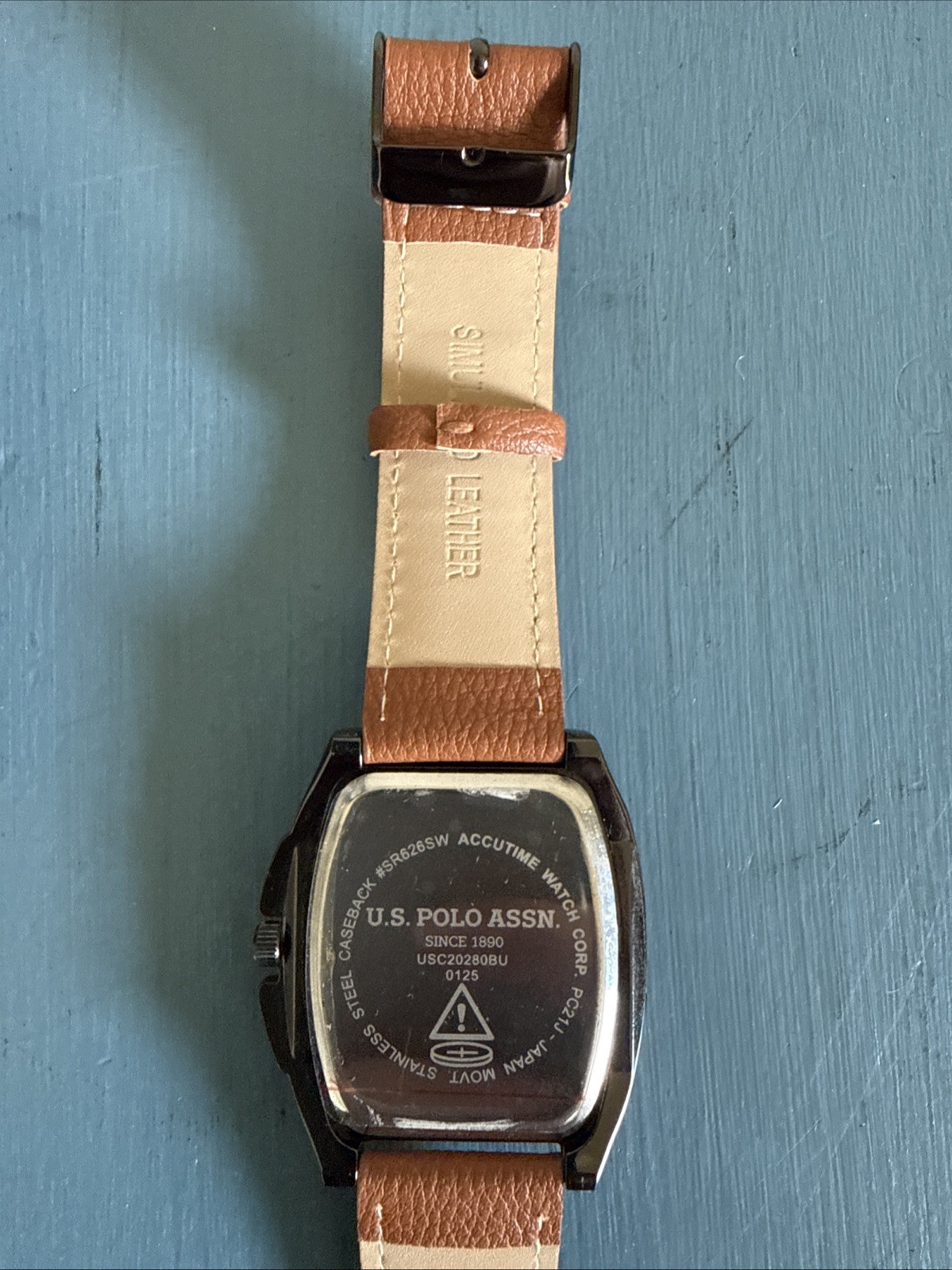 U.S. Polo Assn. Quartz SR626SW Stainless Steel Wrist Watch for Men Leather Band