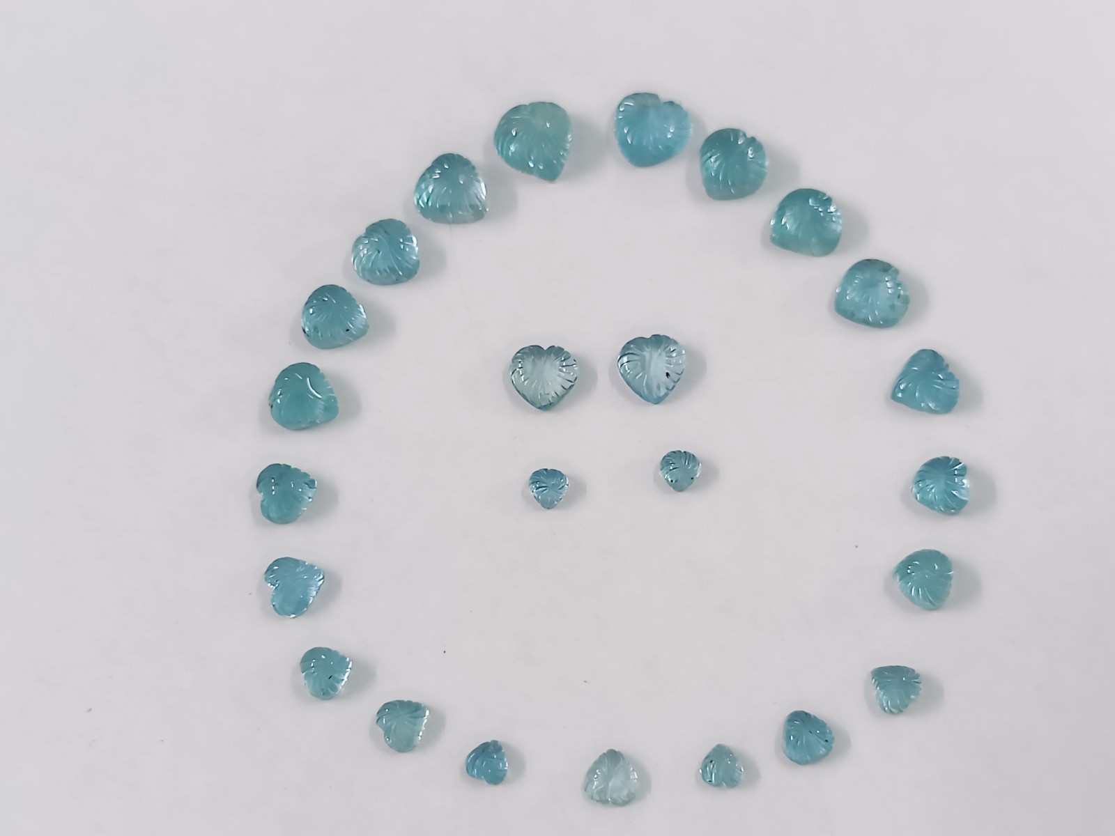 Aquamarine Dark Blue Color Carving Hearts 25 Pc 4 To 9 MM 25 Ct Natural Gemstone