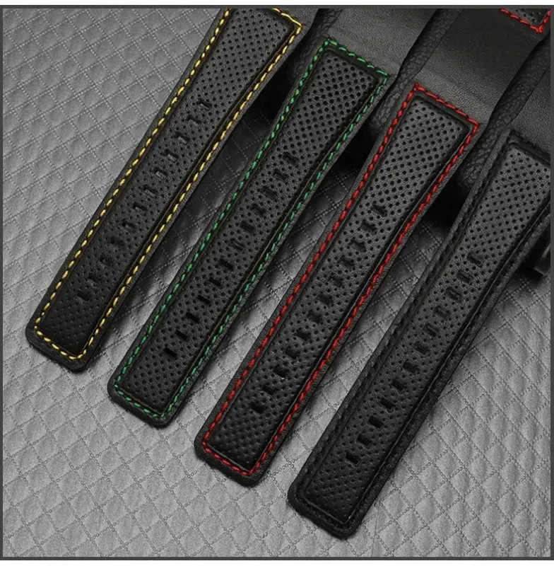 Leather Watch Strap For Dietrich OT-3 OTC-AO1 24mm Black Cowhide Wrist Band