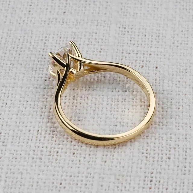 2Ct Round Natural Diamond Bridal Engagement Ring 14K Real Yellow Gold Size 6 7 8