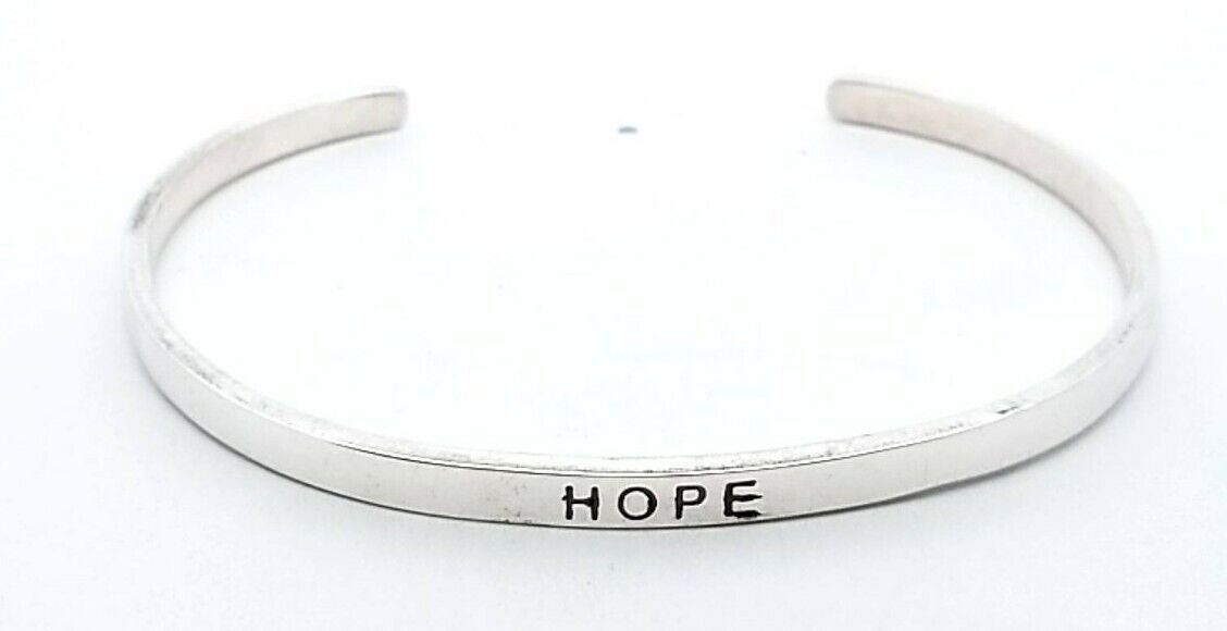 925 Sterling Silver ‘HOPE’ Cuff 6.5″ Bracelet 8.8 Grams