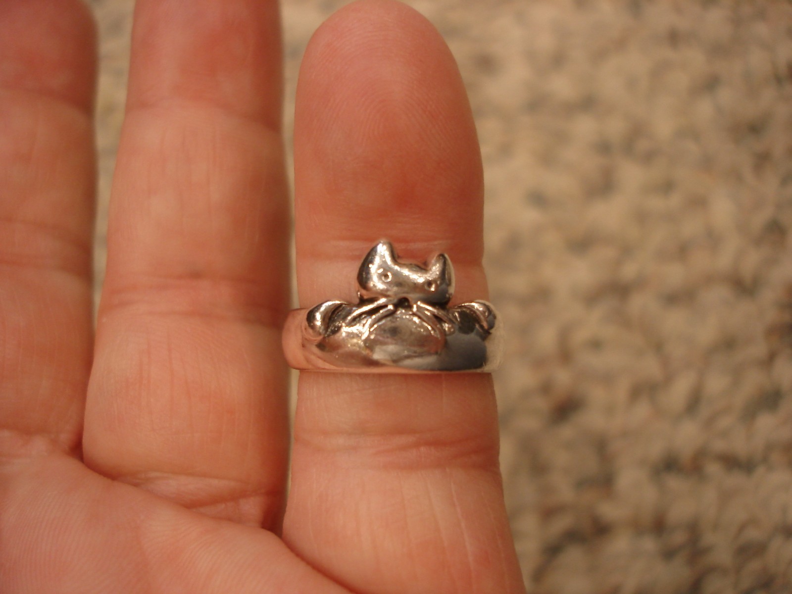 Vintage Peeking Kitty Cat Ring PSCL 925 Sterling Peter Stone