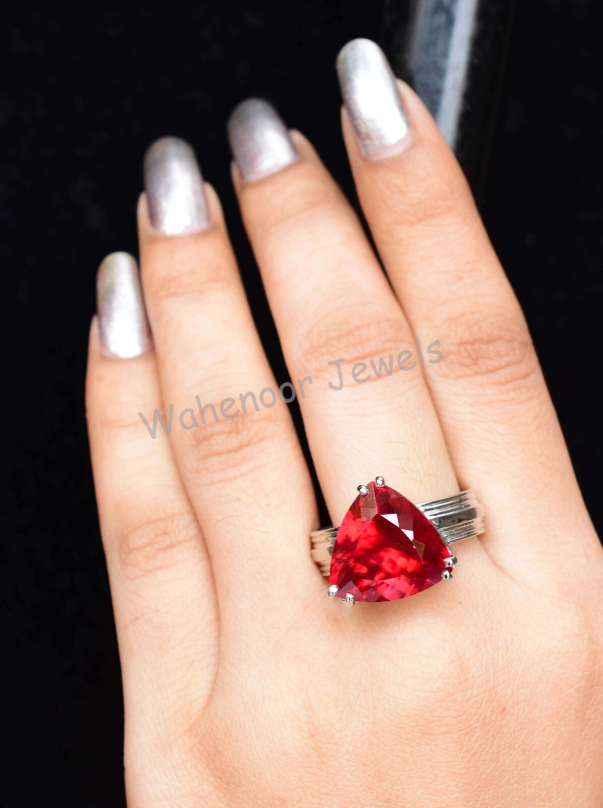 925 Sterling Silver Ring Natural Ruby 15 MM Round Wedding Ring CERTIFIED