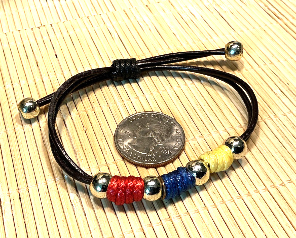 Fashion Bracelet Yellow Red Blue Silk Cord Silver Brown Cord Slide Lot 103A