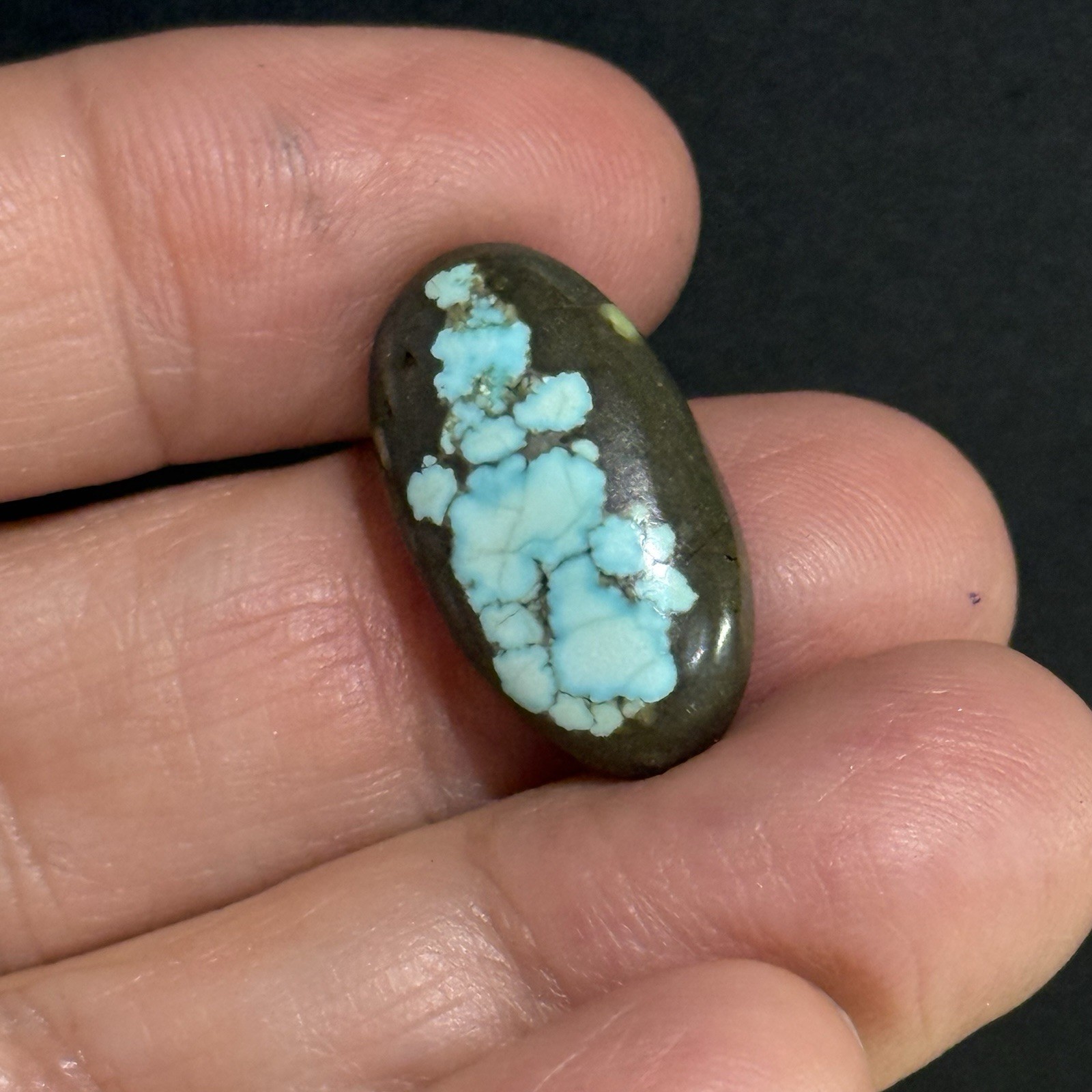 10.4ct22.5×12.2×5.4mm Natural #8 Mine Blue Turquoise Oval Cabochon Picture Stone