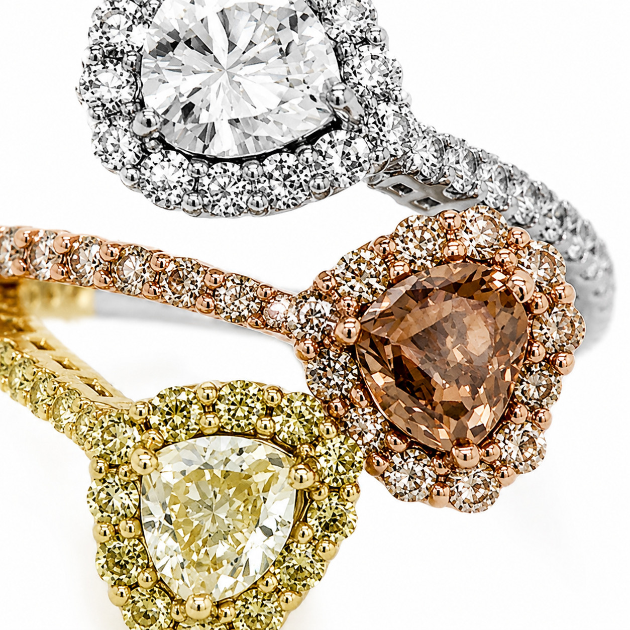 4.83ct GIA Fancy Yellow Orange Brown Diamond Ring 18K Tri-Gold | Heart Diamond H