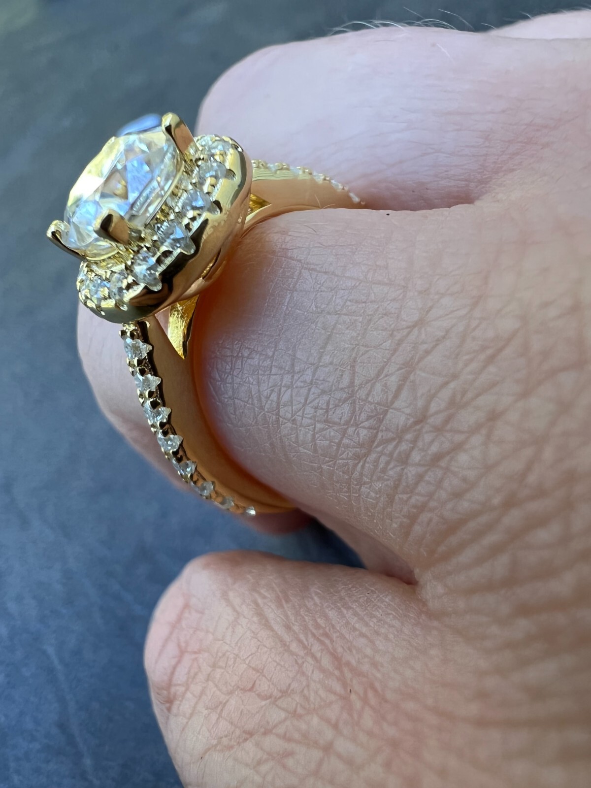 Cushion Cut Moissanite Engagement Promise Ring Real 14k Gold Vermeil 925 Silver