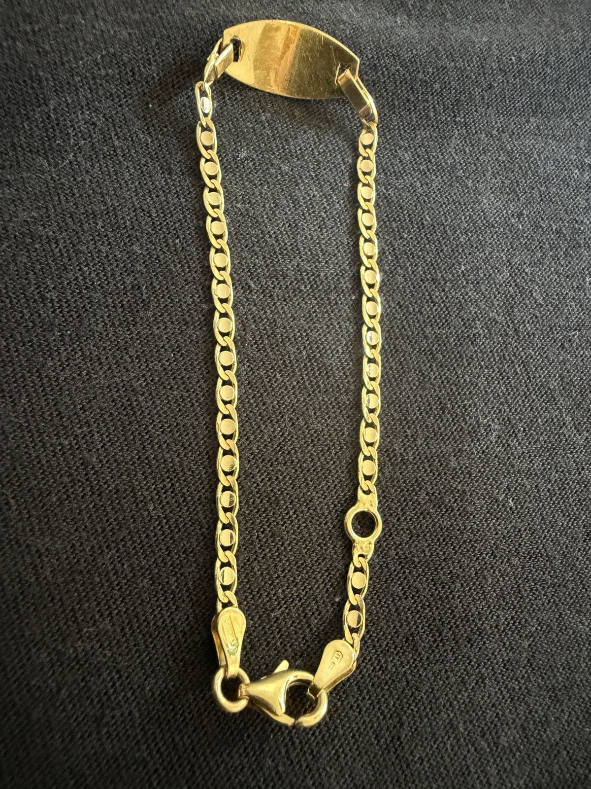 18k Gold Engravable Plate Chain Bracelet(4.1 Grams)