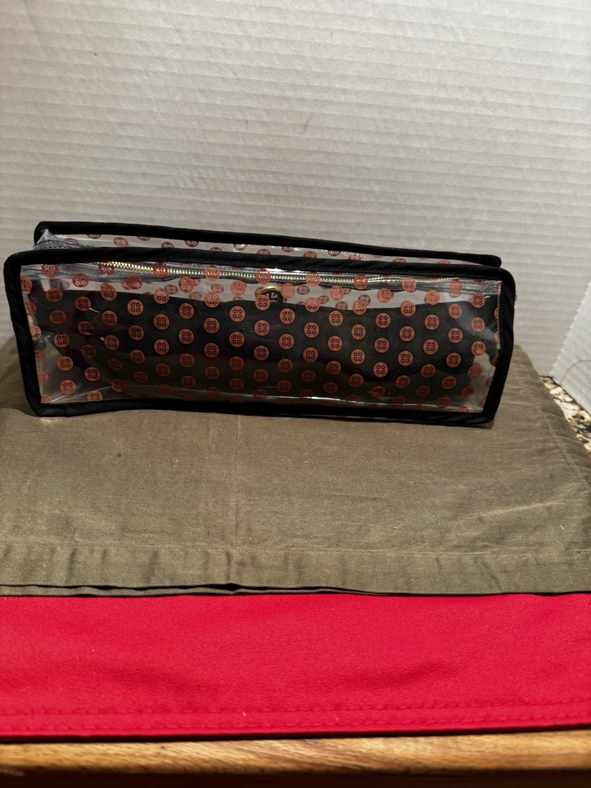 Rustic Cuff Bracelet Travel Case Clear Vinyl Zip Pouch Velvet Pillow