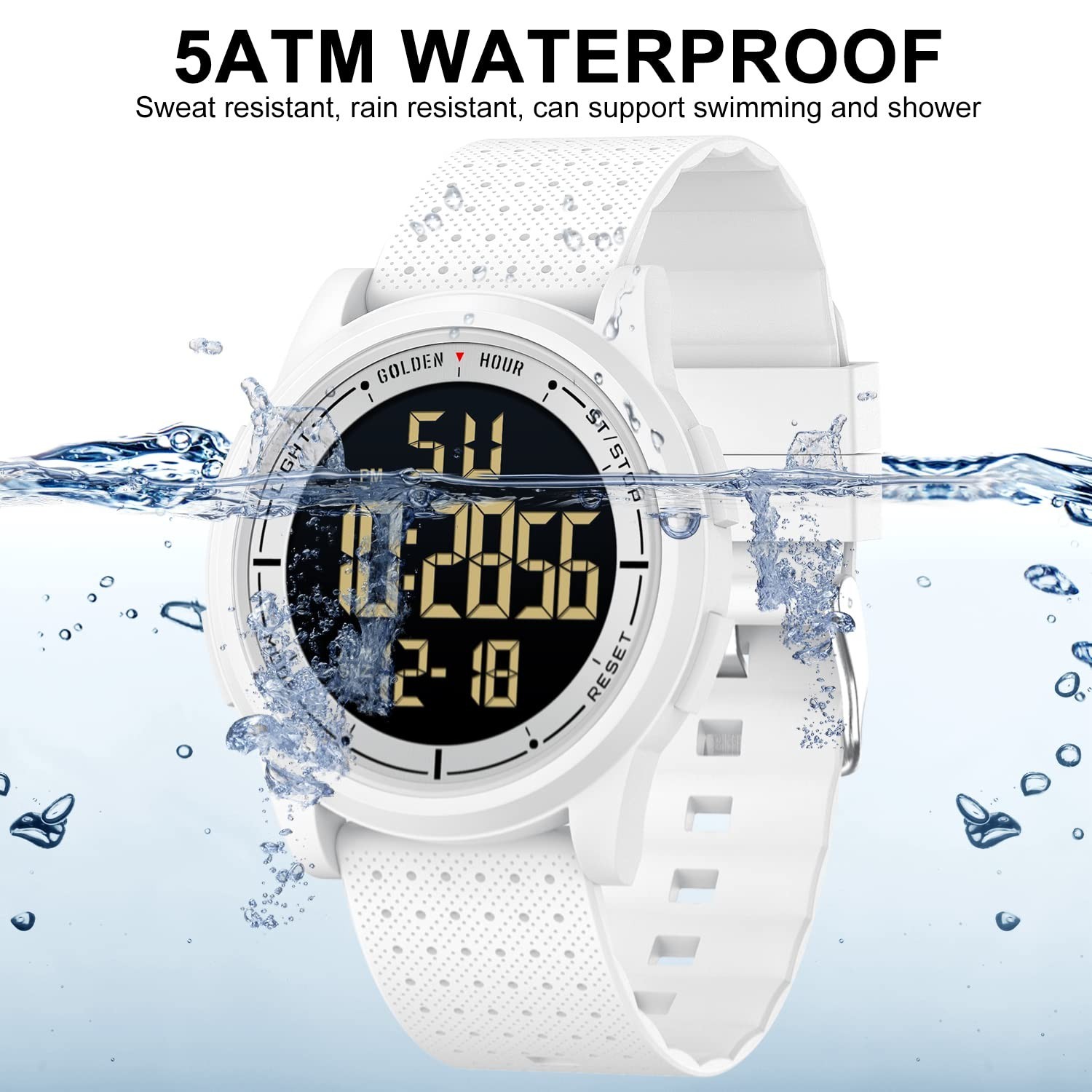Ultra-Thin Minimalist Waterproof Digital Sports Watch for Men & Women – Rubber S