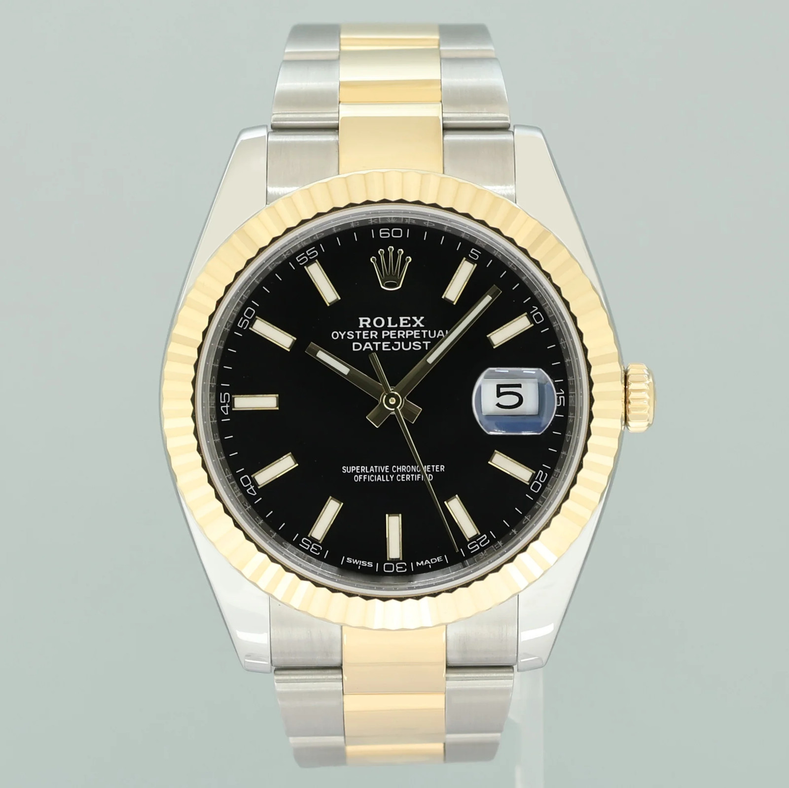 MINT Rolex 126333 DateJust Black Stick 41 Two Tone Yellow Gold 41mm Watch Box