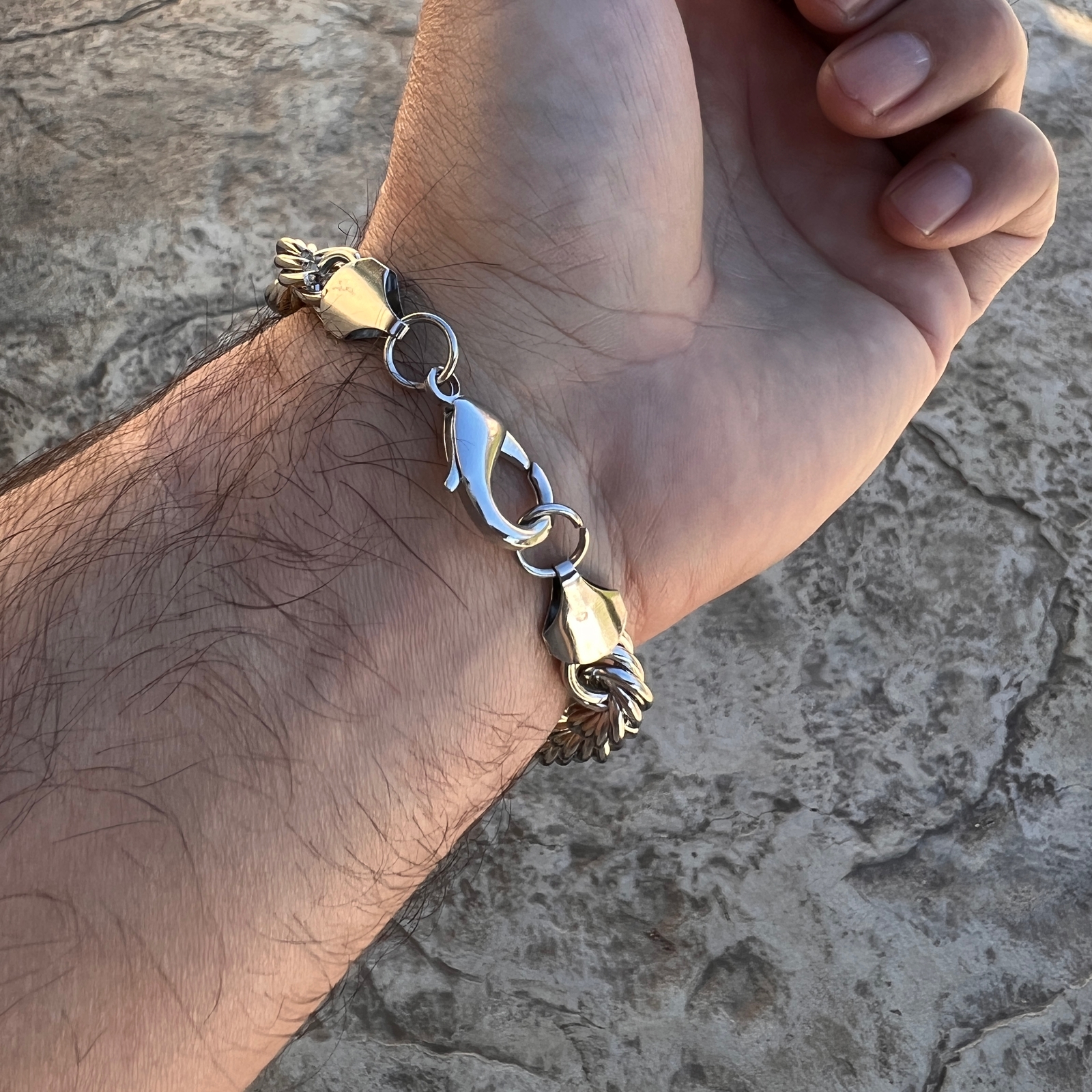 Large Men’s Big Rope Chain Hip Hop Bracelet Silver Tone 10MM Thick 10″ Inches