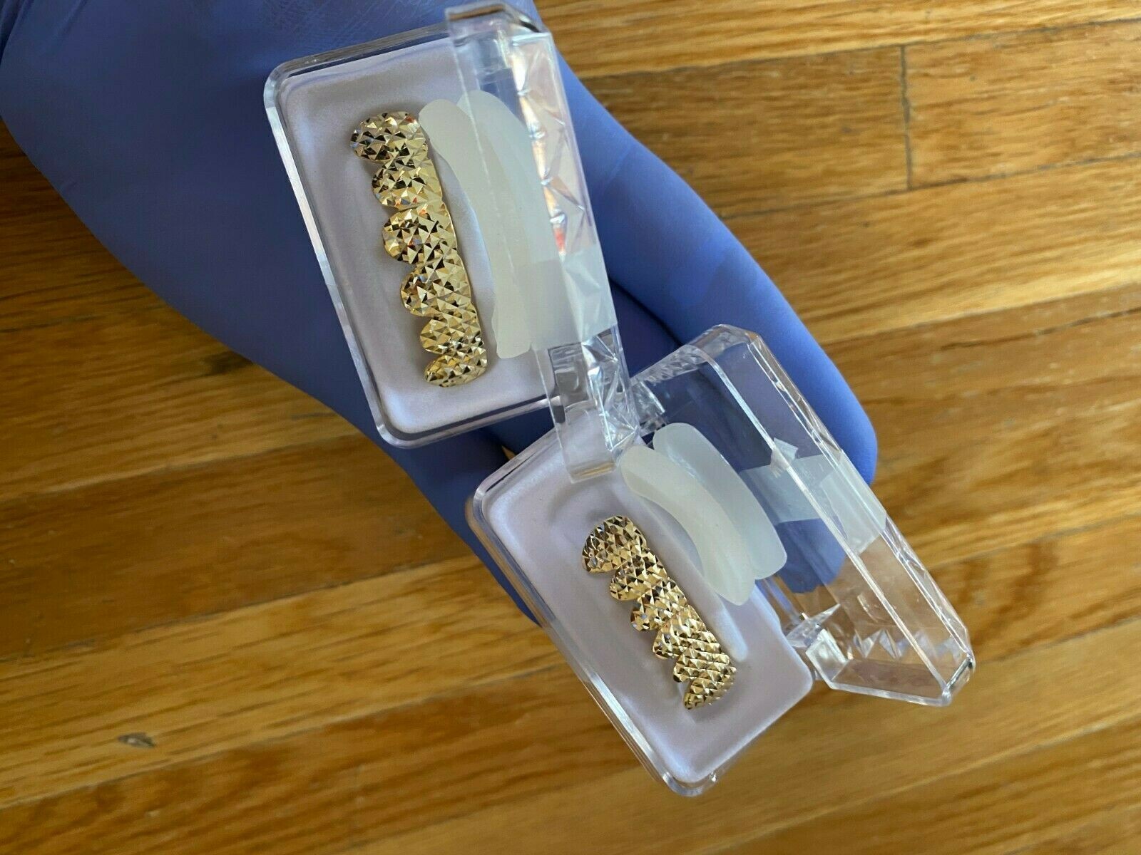 REAL 14k Gold Plated Solid 925 Sterling Silver Diamond Cut Grillz Teeth Fronts