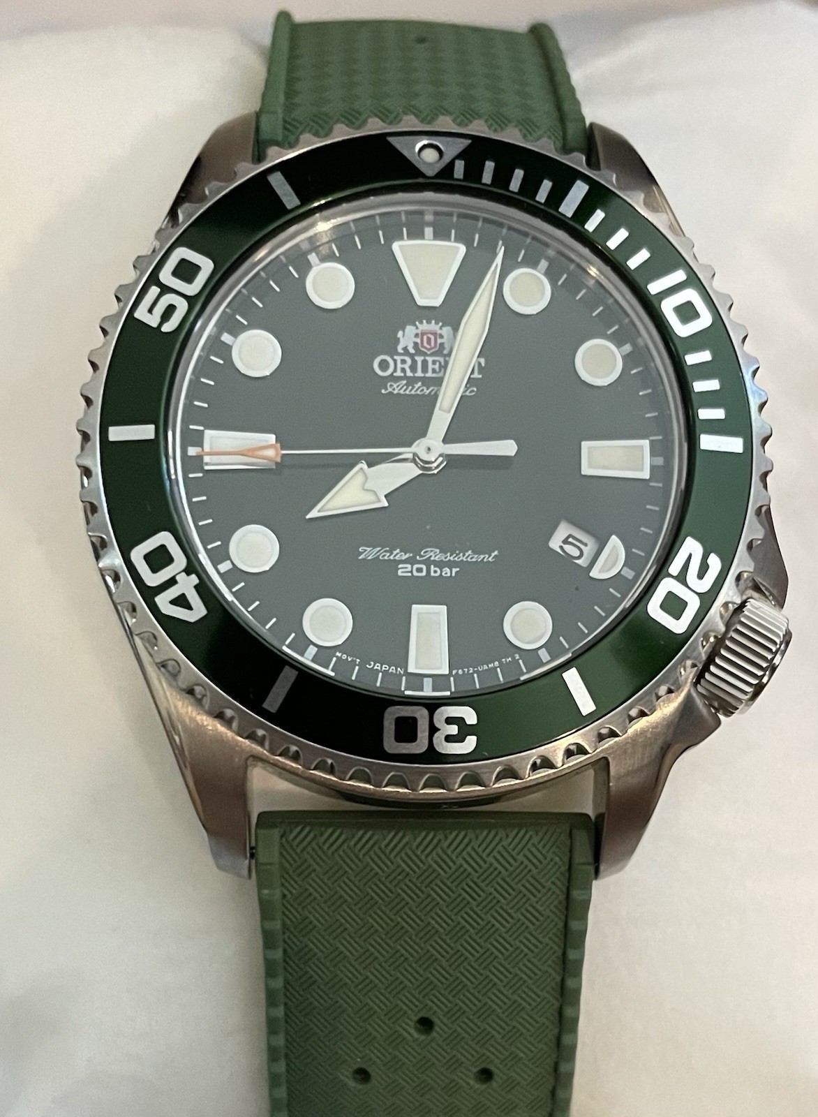 Orient Triton RA-AC0K02E10B Automatic Green Dial & Bezel – Full Set!