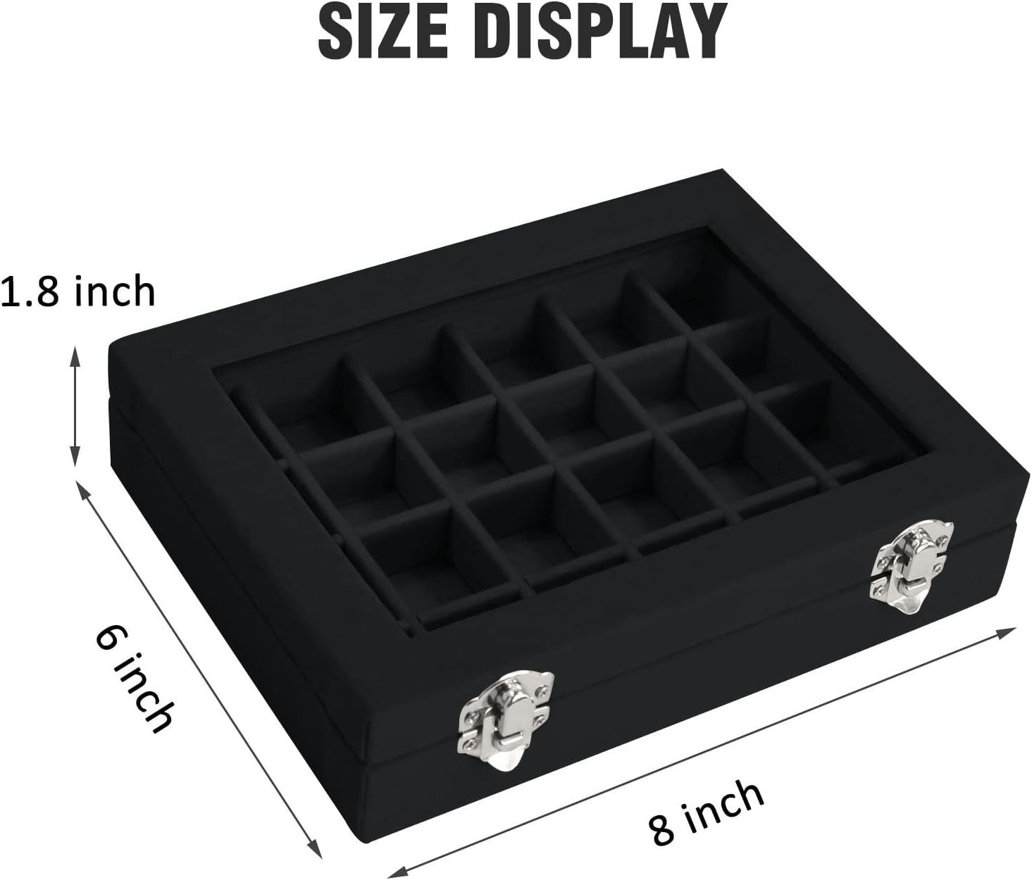 Velvet Jewelry Box 24 Grid Jewelry Ring Display Organiser Box Tray Holder Ear…