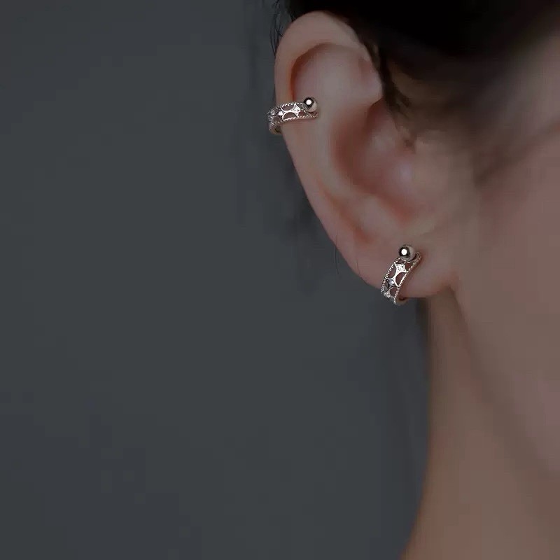 925 Silver Cartilage Stud Earrings Helix Barbell Ear Piercing Vintage Hoop 436