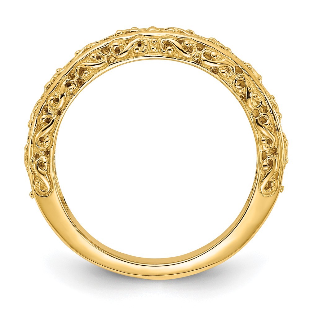 14k Yellow Gold 3mm Filigree Wedding Band Ring Size 6