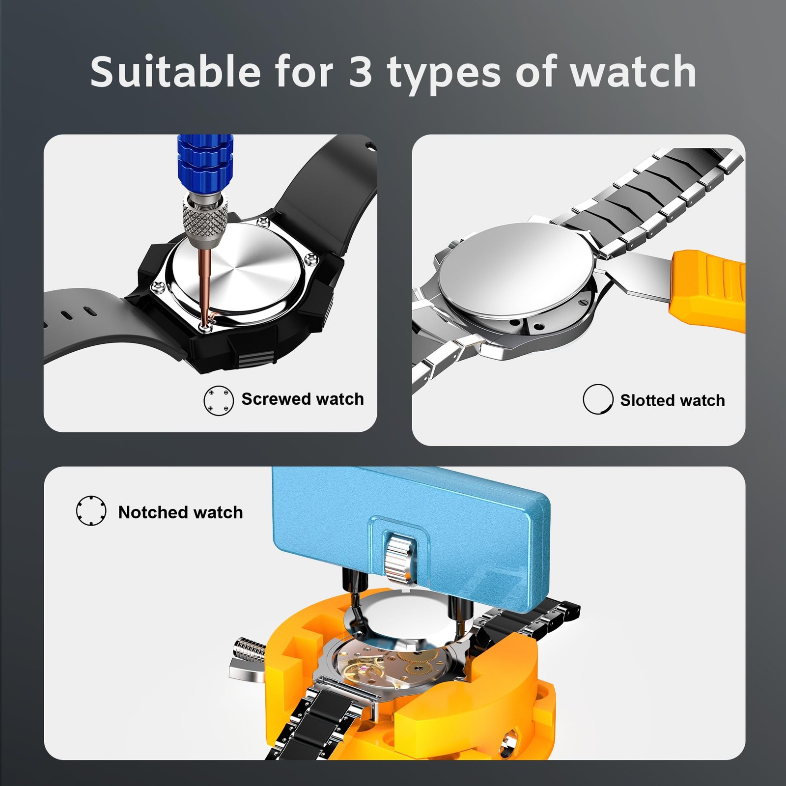 JOREST Watch Repair Kit for Battery Replacement & Link Removal, Resizing Blue