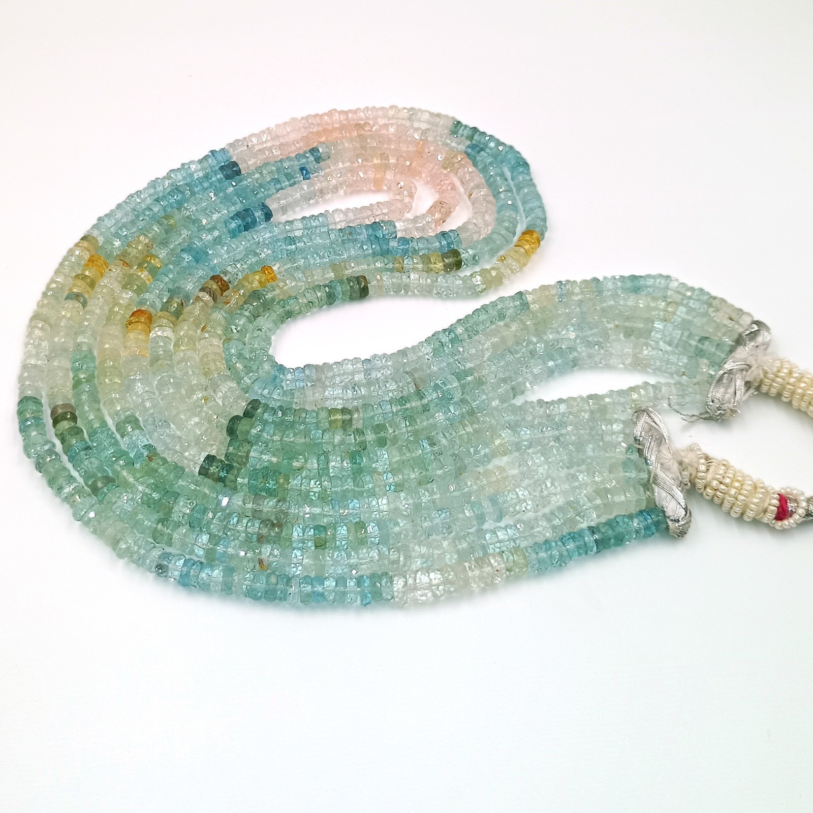 Aquamarine Saded Faceted Gemstone 20 Inch Beads Single Strand Necklace gifts,
