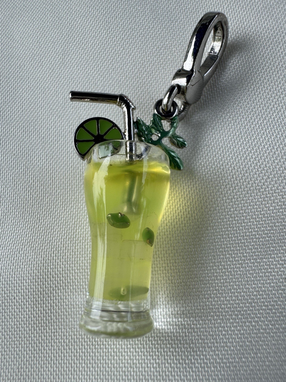 Juicy Couture Charm Lime Mojito Cocktail Glass With Straw Mint Silver Tone Clip