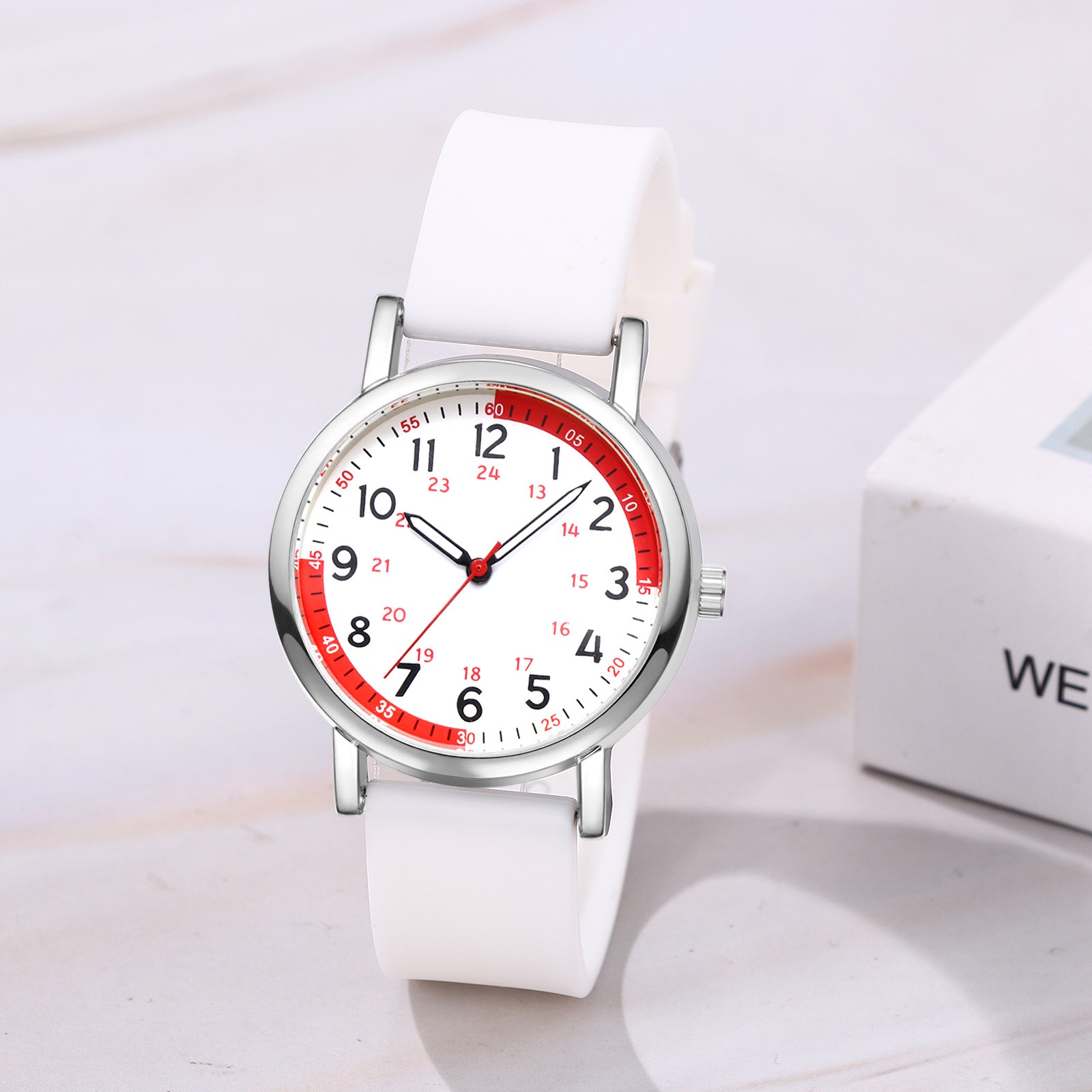 Men Women Easy Reader 24H/12H Dial Silicone Band Pulse Calculation Medical Watch
