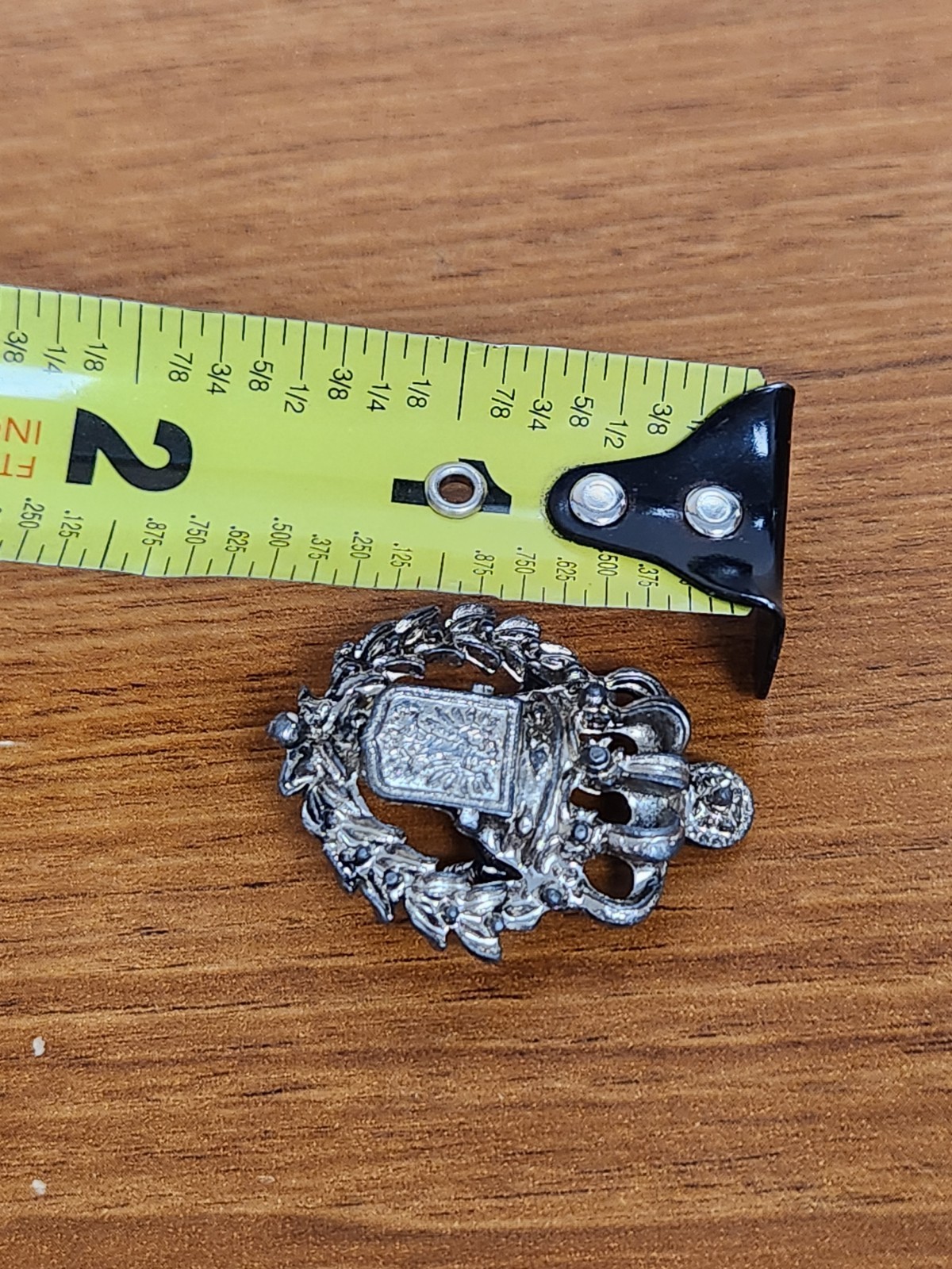 Unique VTG Silvertone Crown Pontic Eagle Coat of Arms Brooch Pin