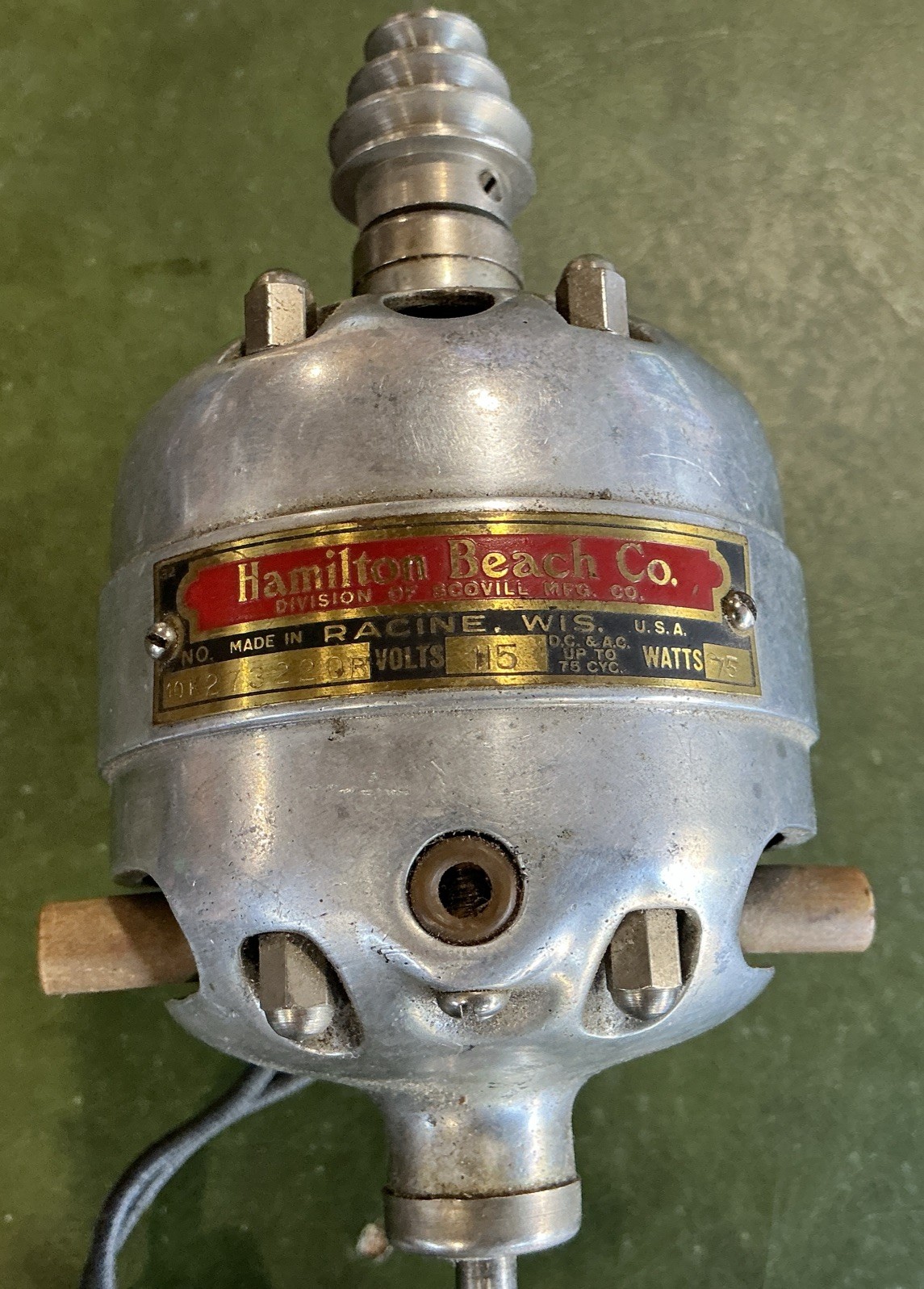 GUC Hamilton Beach Jewelers Lathe Reversible Motor W 3 Step Pulley 120 V, Tested