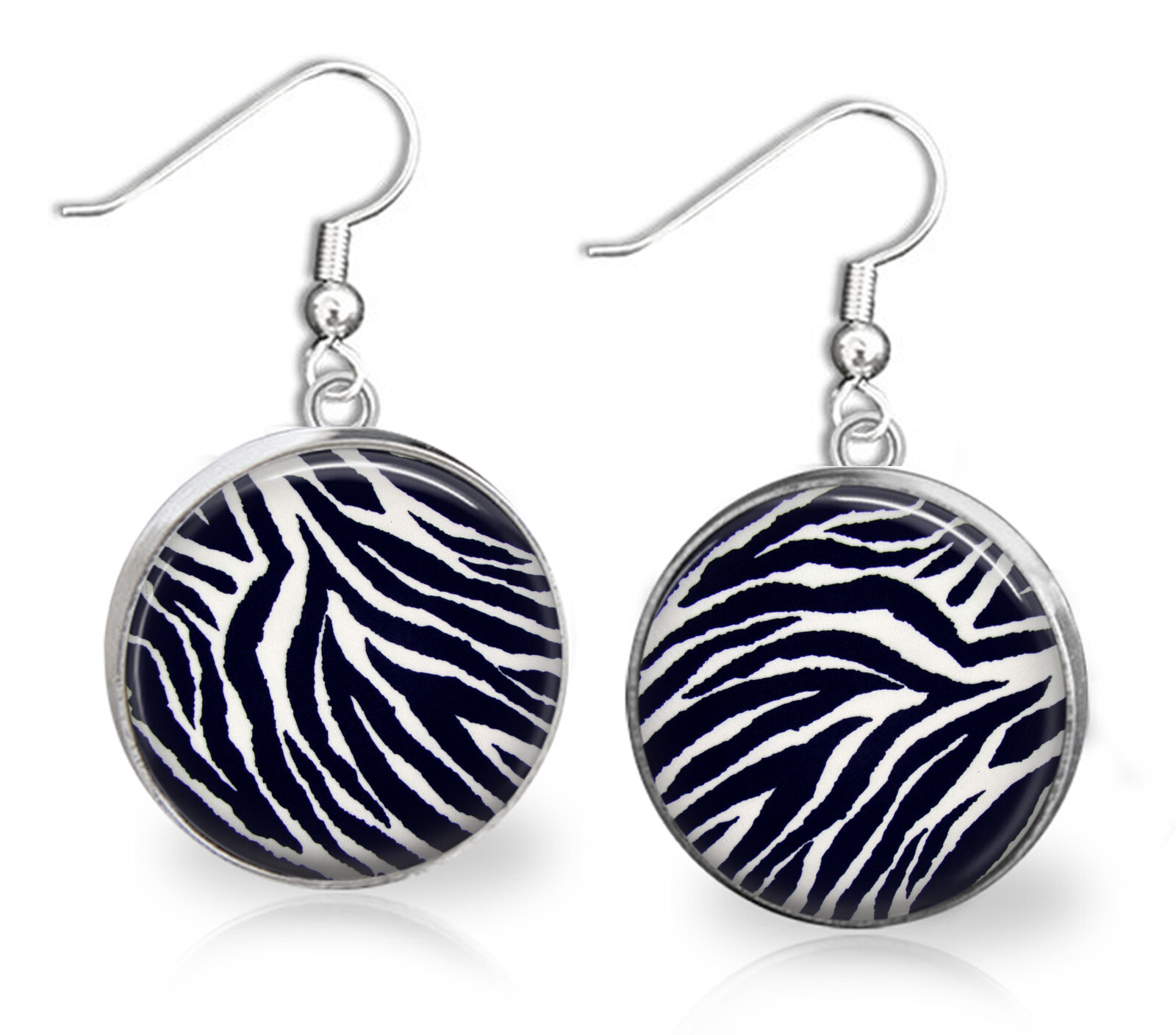 Zebra Print Animal Print Dangle Earrings French Wire Handmade Photo Jewelry Gift