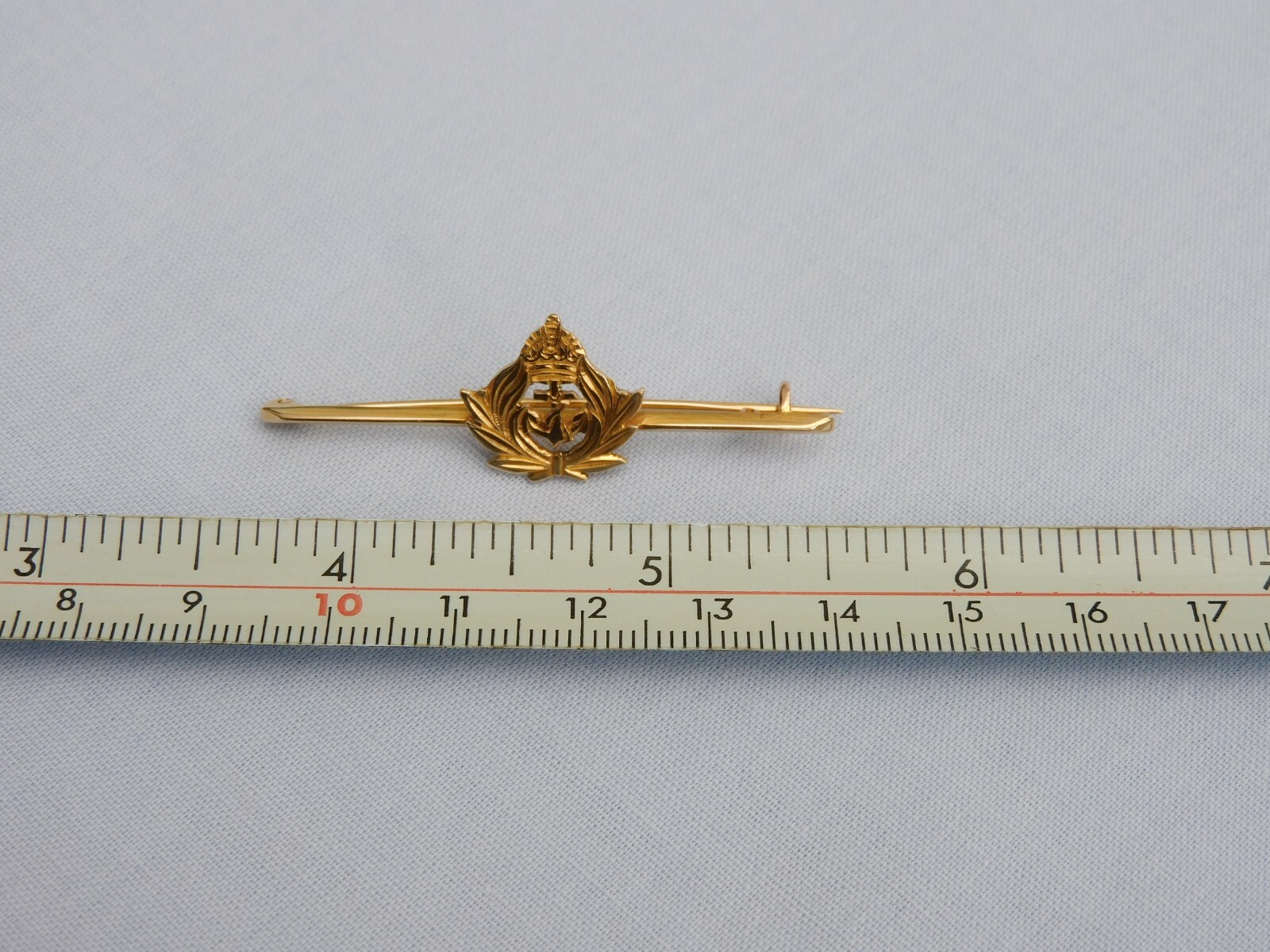 RARE WORLD WAR 1 WW1 9CT YELLOW GOLD ROYAL NAVY SWEETHEART BAR BROOCH 2.6g