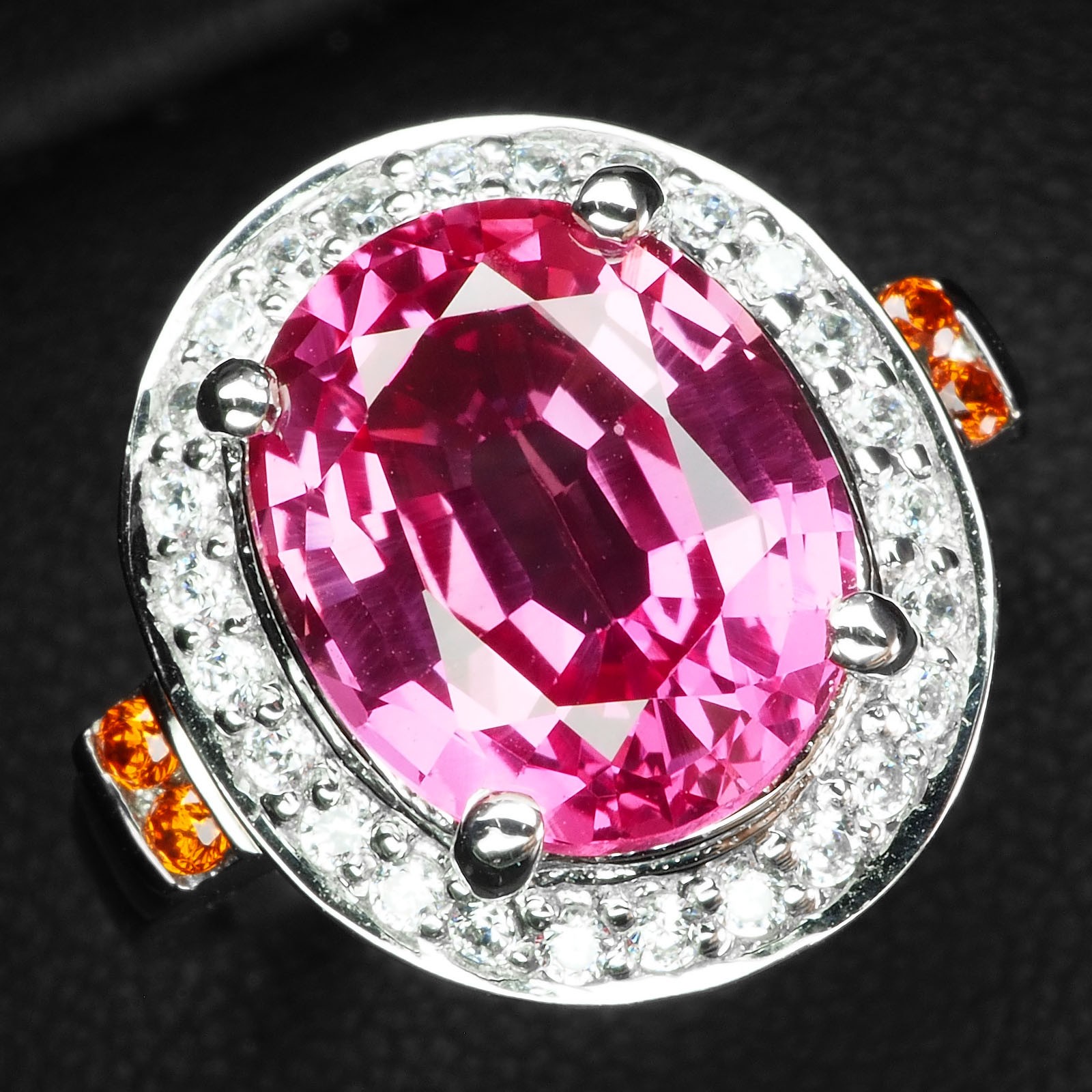 Precious Pink Padparadscha Sapphire 4.40Ct 925 Sterling Silver White Gold Rings