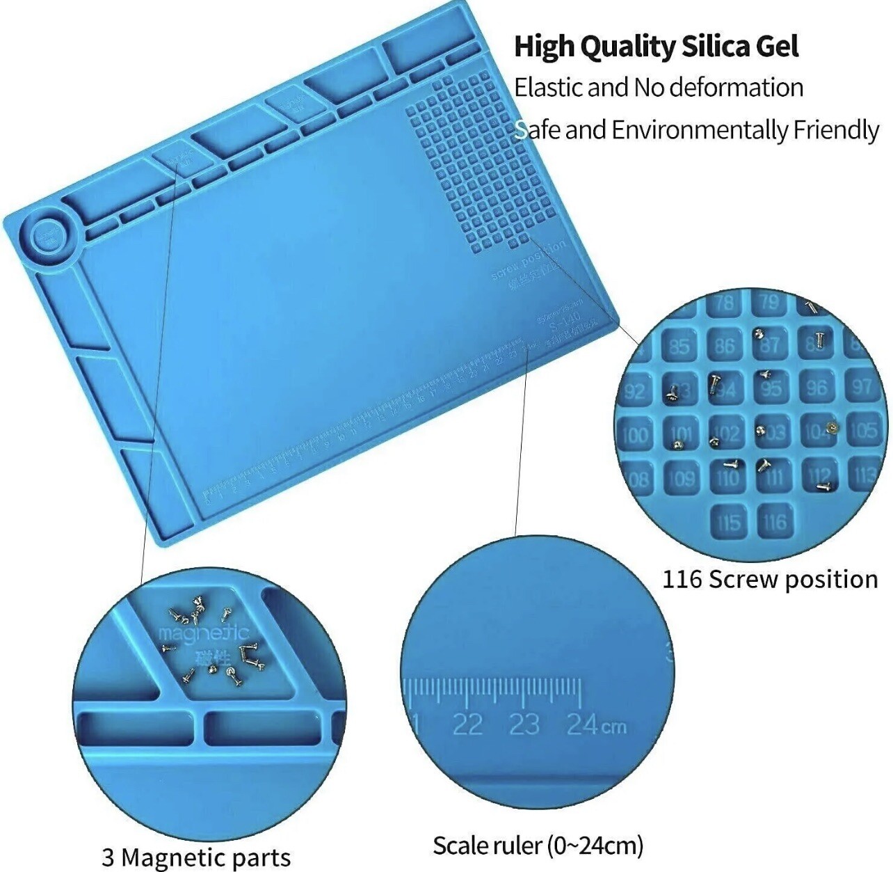 Watchmaker’s Silicone Rubber Bench Mat Pad Anti-Slip Jewelry Watch Repair ToolsA