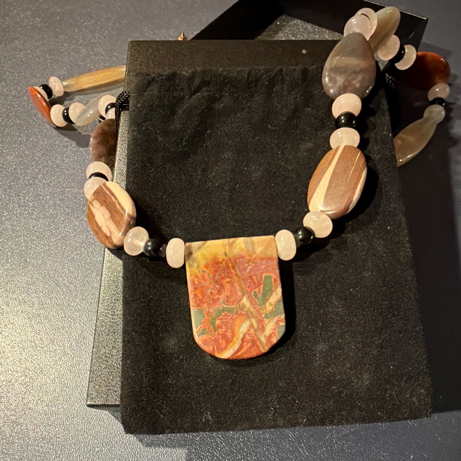 Mine Finds by Jay King Beaded Jasper Shield Pendant Statement Necklace
