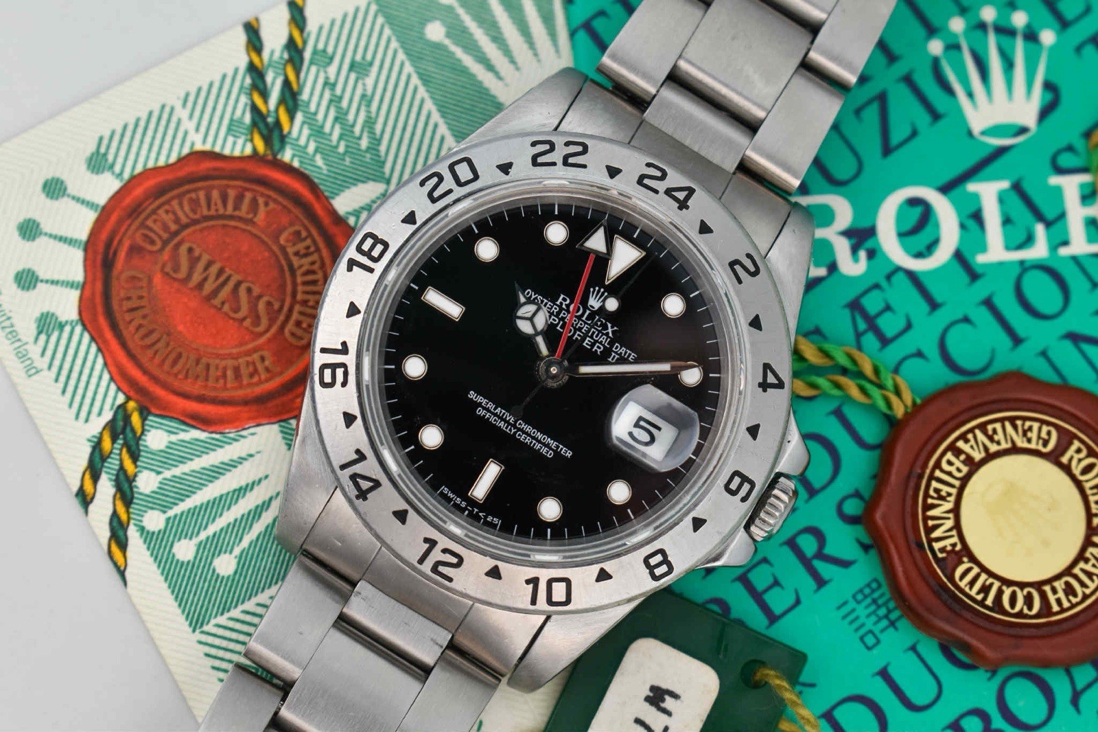 Rolex Explorer 16570 Silver Oyster Bracelet with Silver Bezel With Papers