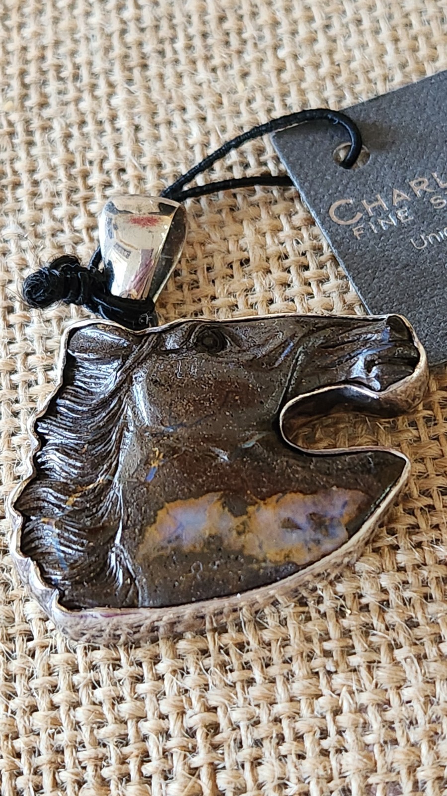 Charles Albert Sterling Silver Boulder Opal Horse Pendant 1.80″x1.58″ Gorgeous