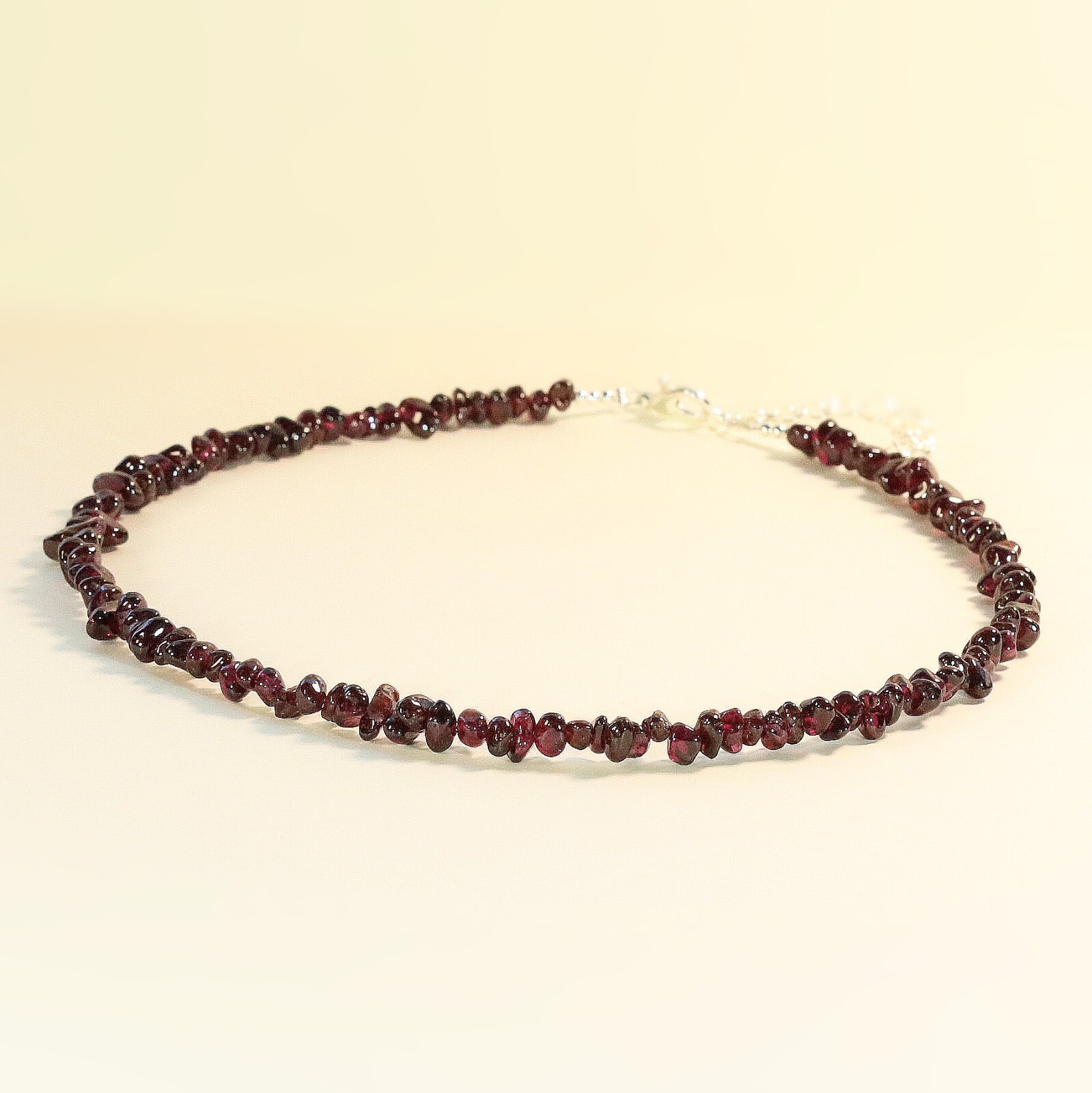 Natural Garnet Chips Necklace, Small 3mm-5mm Chips, Genuine Purple Gemstones