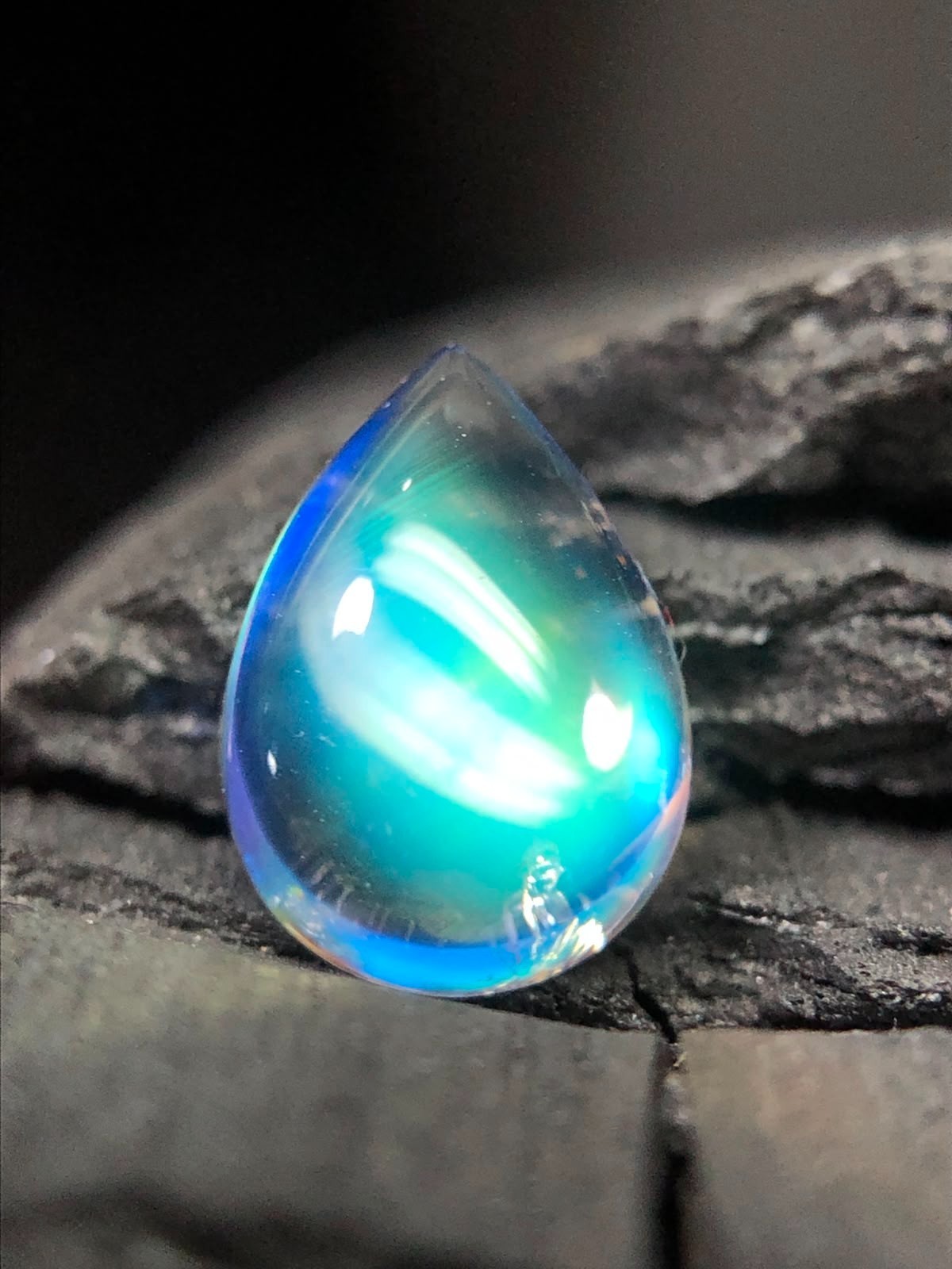 Natural Madagascar Moonstone 10×7 MM White Color With Blue Fire Pear Cabochon