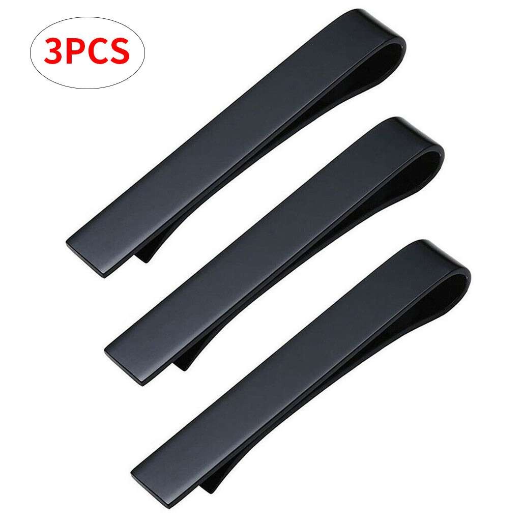 3 Pcs Tie Clips for Men Elegant Metal Necktie Bar Pinch Clasp Wedding Party Gift