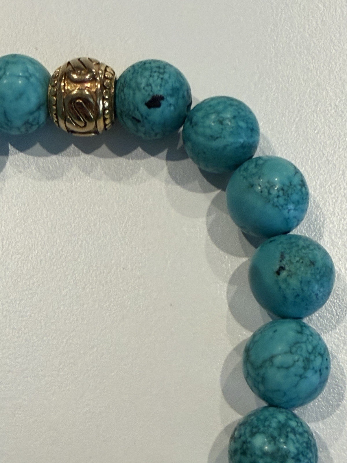 Beautiful Genuine Turquoise Beaded Stretch Bracelet 20 cm / 7.8″ Natural Stones